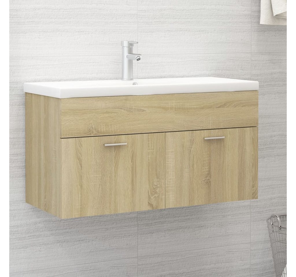 Thumbnail - vidaXL Waschtisch Waschbeckenunterschrank Einbaubecken Sonoma Eiche Spanplatte 90 cm