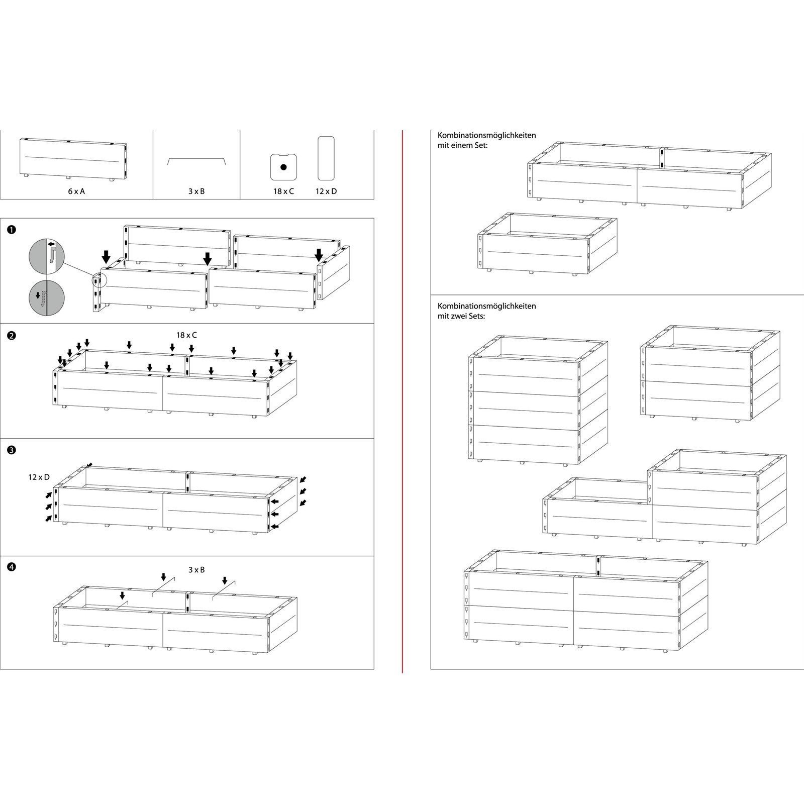 HTI-Living Hochbeet Hochbeet 6-teilig Nessa (Set, 6 St., 6 Module), Pflanzkasten
