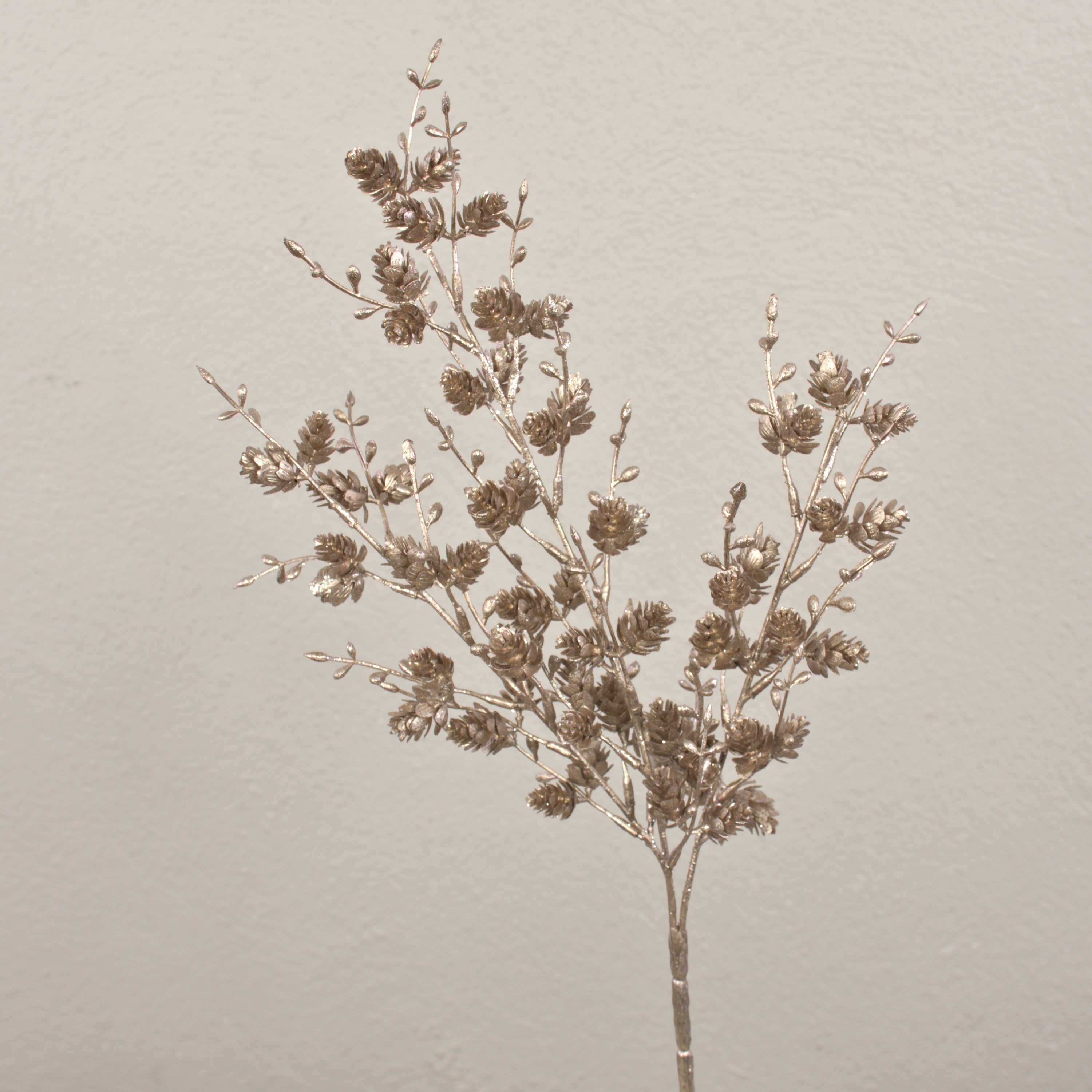 Künstliche Zimmerpflanze Deko Pinienzweig EMERIC mit Zapfen, Gold, 45cm Pinie, artplants, Höhe 45.0 cm