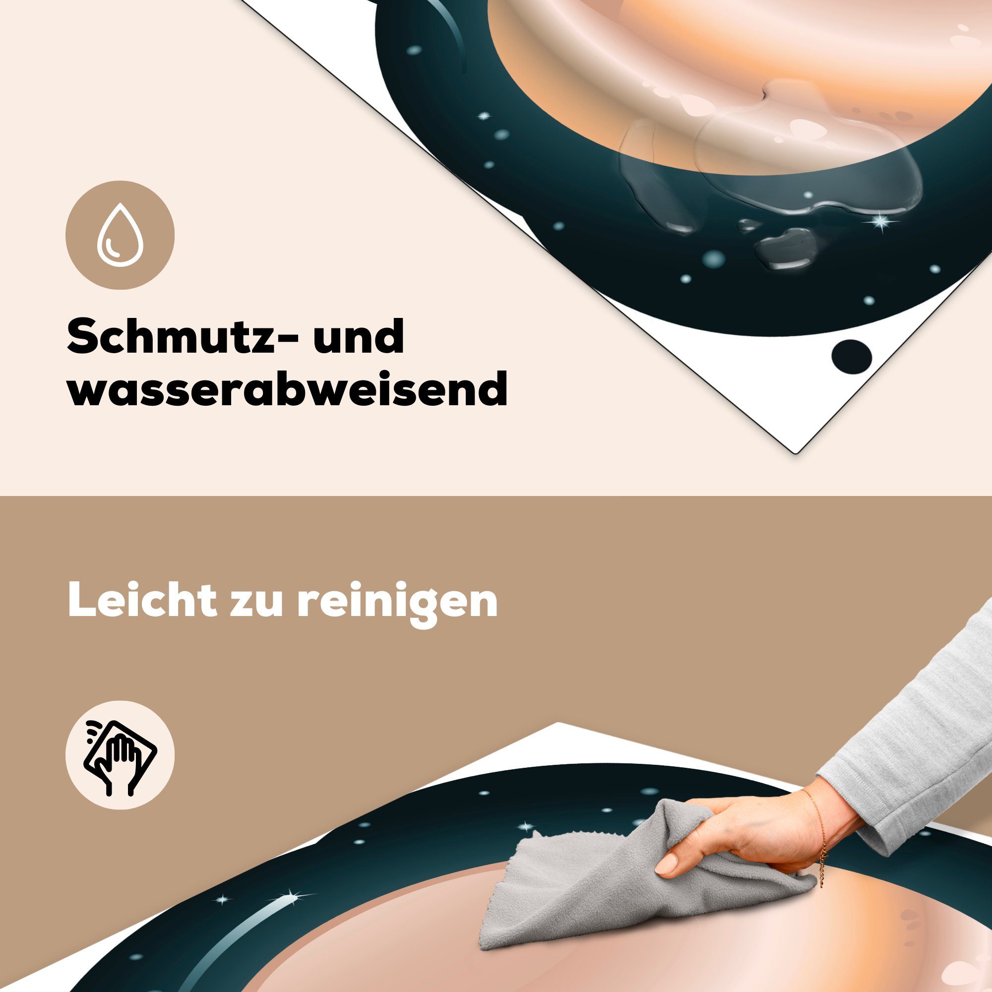 Vinyl, Illustration für Ceranfeldabdeckung, des Eine küche 78x78 Jupiter cm, Universum, im tlg), Arbeitsplatte (1 Herdblende-/Abdeckplatte MuchoWow Planeten