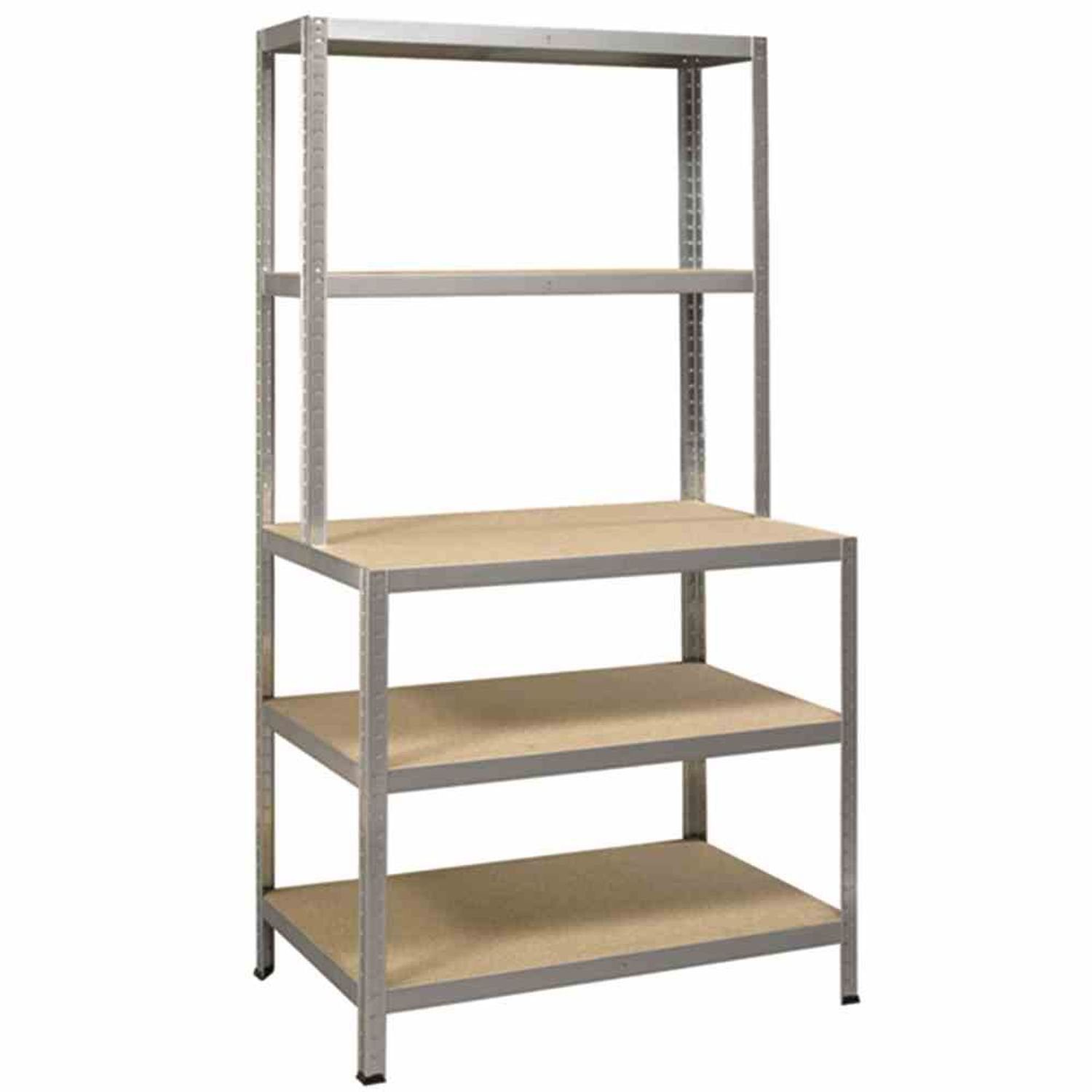IRONSIDE Regal Steckregal Holz/Metall 186x100 cm mit Werkbank, Tragk.200 kg
