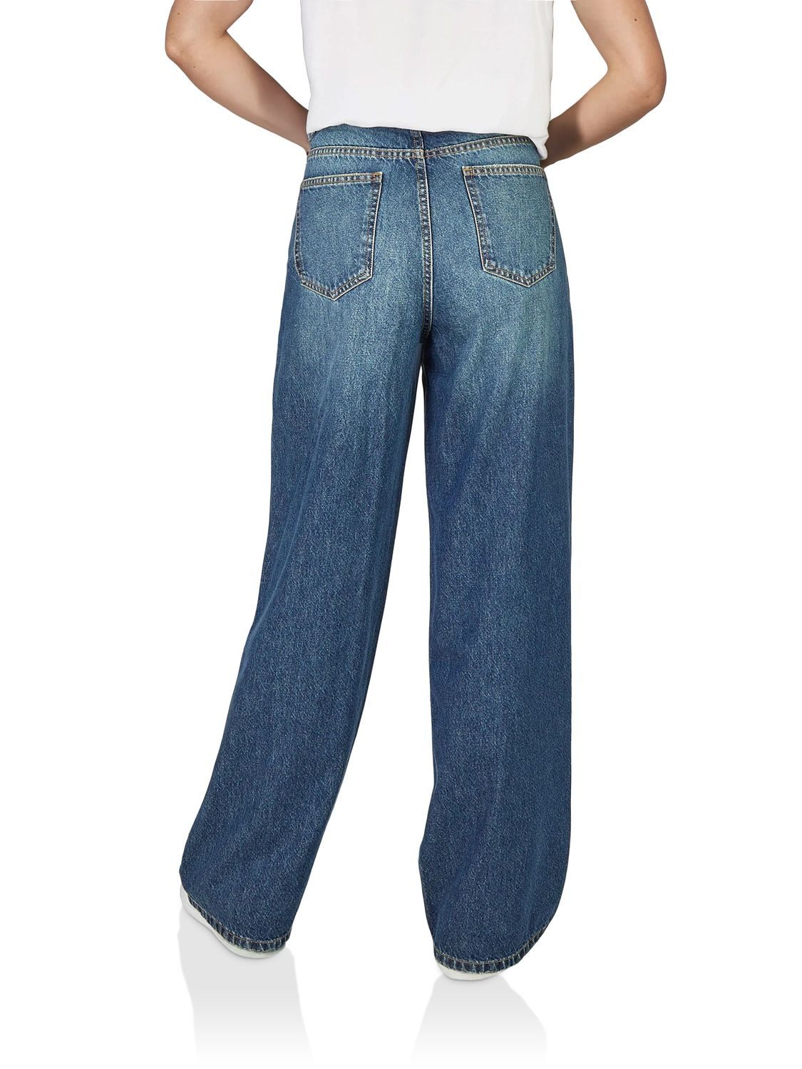 DENIMFY Relax-fit-Jeans Damen Jeanshose DFDana Wide Leg Fit Denimhose aus 100% Baumwolle