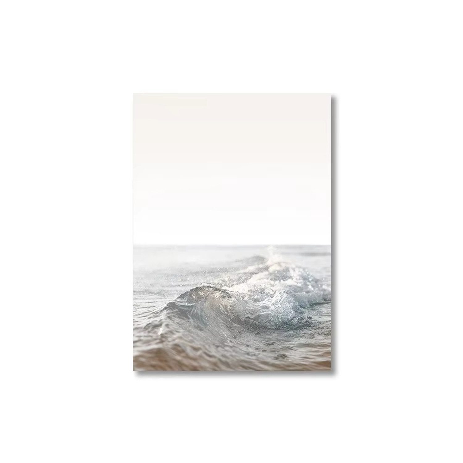 TPFLiving Kunstdruck OHNE RAHMEN, See See Brücke Leinwand Malerei Herbst Landschaft Strand (Leinwandbild XXL), Farben: Farben: beige, weiß -Größe: 30x40cm