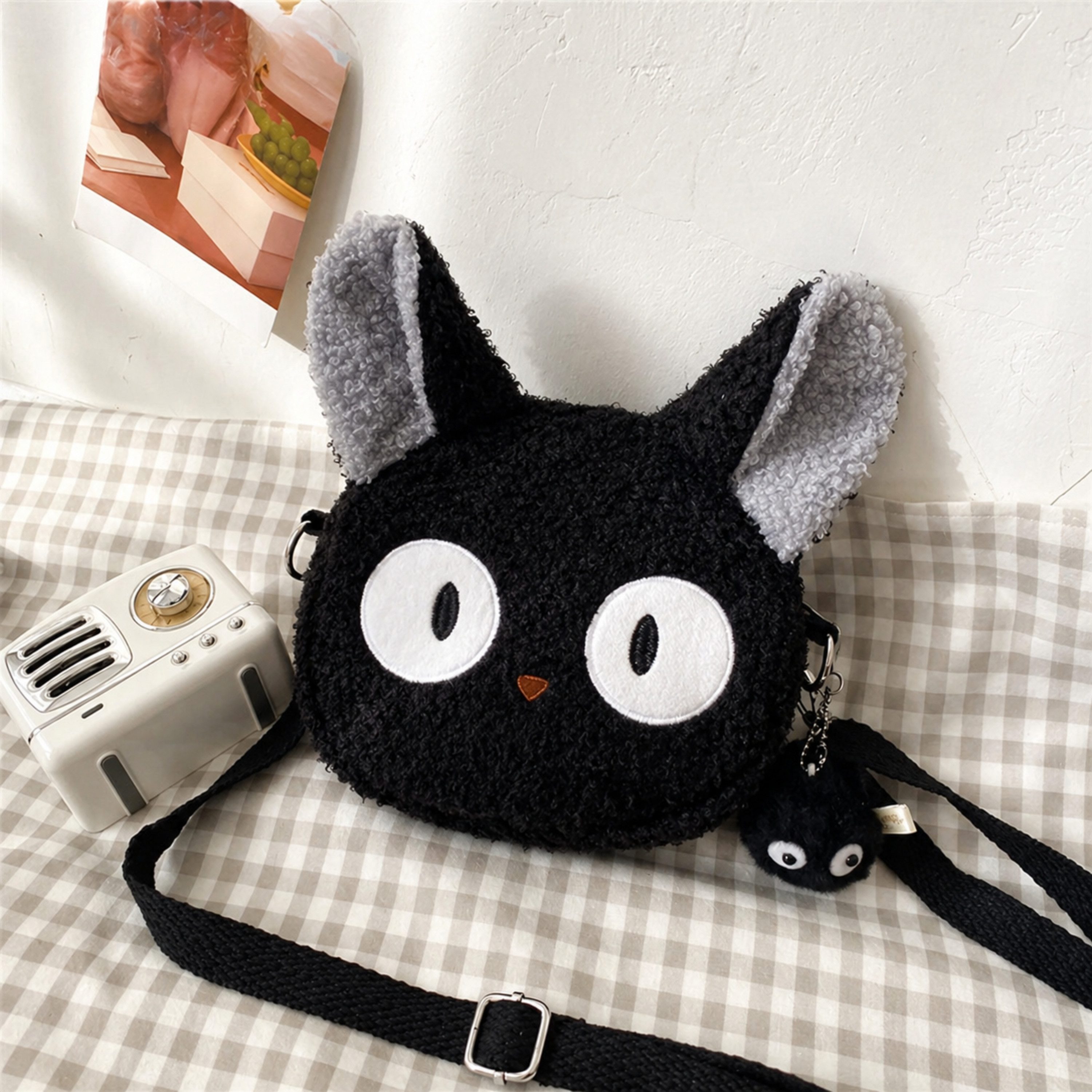 StellarLuma Umhängetasche Umhängetasche Damen Handtasche Schultertasche Crossbody Bag Plüsch Cat, Weiche Katzen-Plüschtasche mit Reißverschluss und Schultergurt