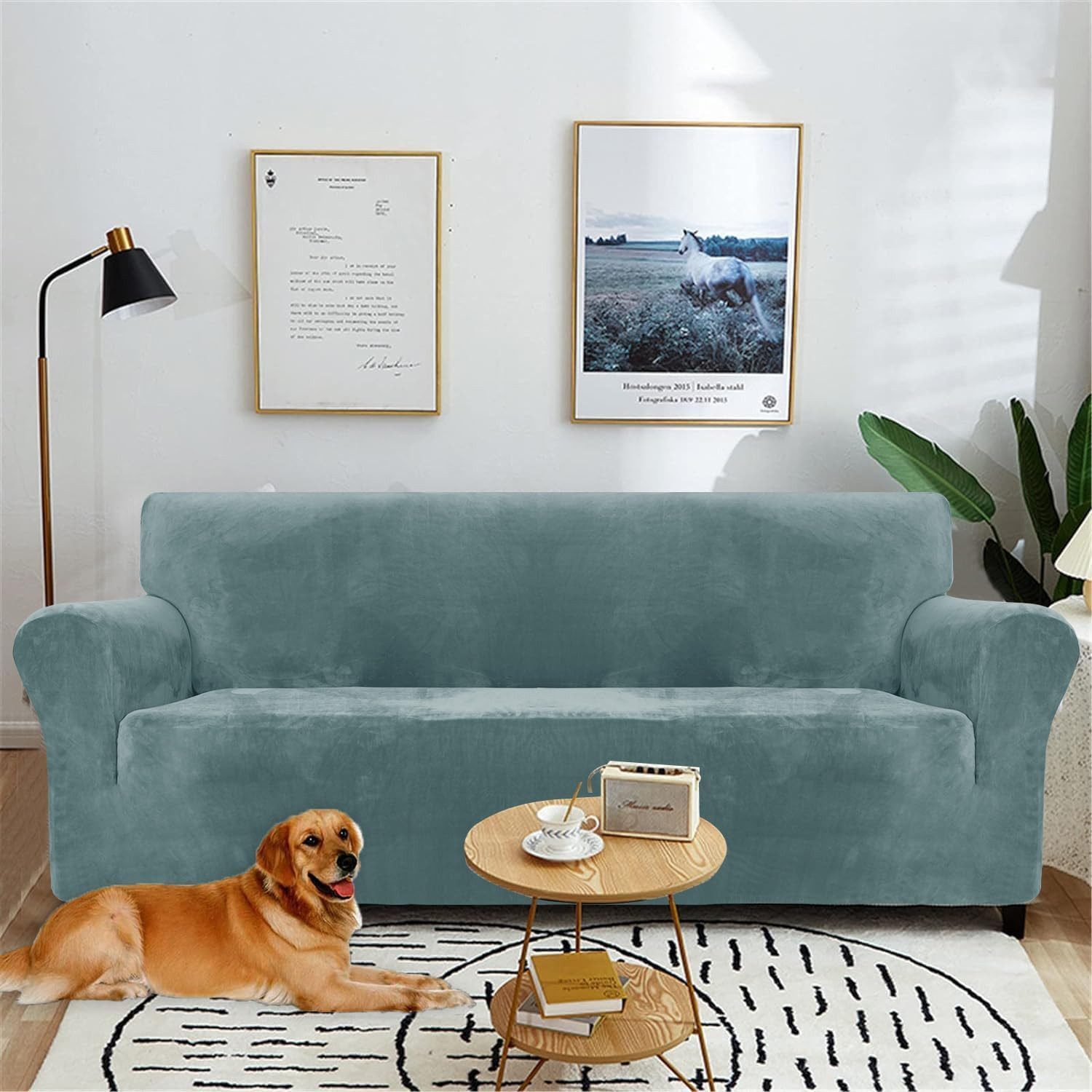 Minicloss Sofahusse 1/2/3/4 Sitzer Sofabezug, Modern Sofaüberwurf Elastische Couchbezug, waschbarer, mit Armlehne, Protector für Hunde Haustiere