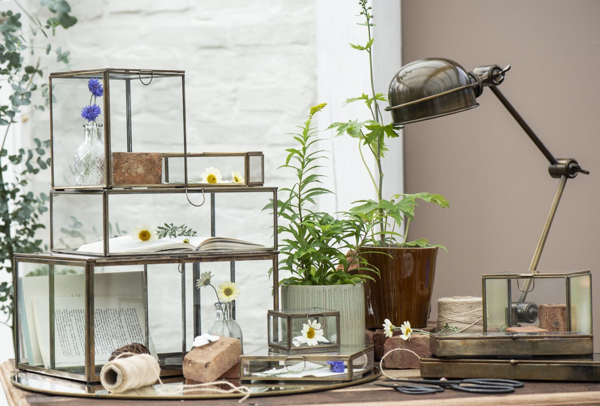 Ib Laursen Aufbewahrungsbox Glasbox Utensilienbox Glas Schachtel Schatulle Dose Messing Gold