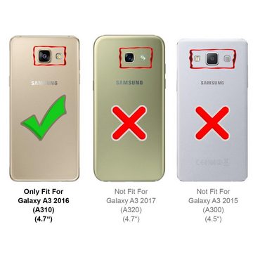 CoolGadget Handyhülle Retro Klapphülle für Samsung Galaxy A3 2016 5,2 Zoll, Schutzhülle Wallet Case Kartenfach Hülle für Samsung Galaxy A3 2016