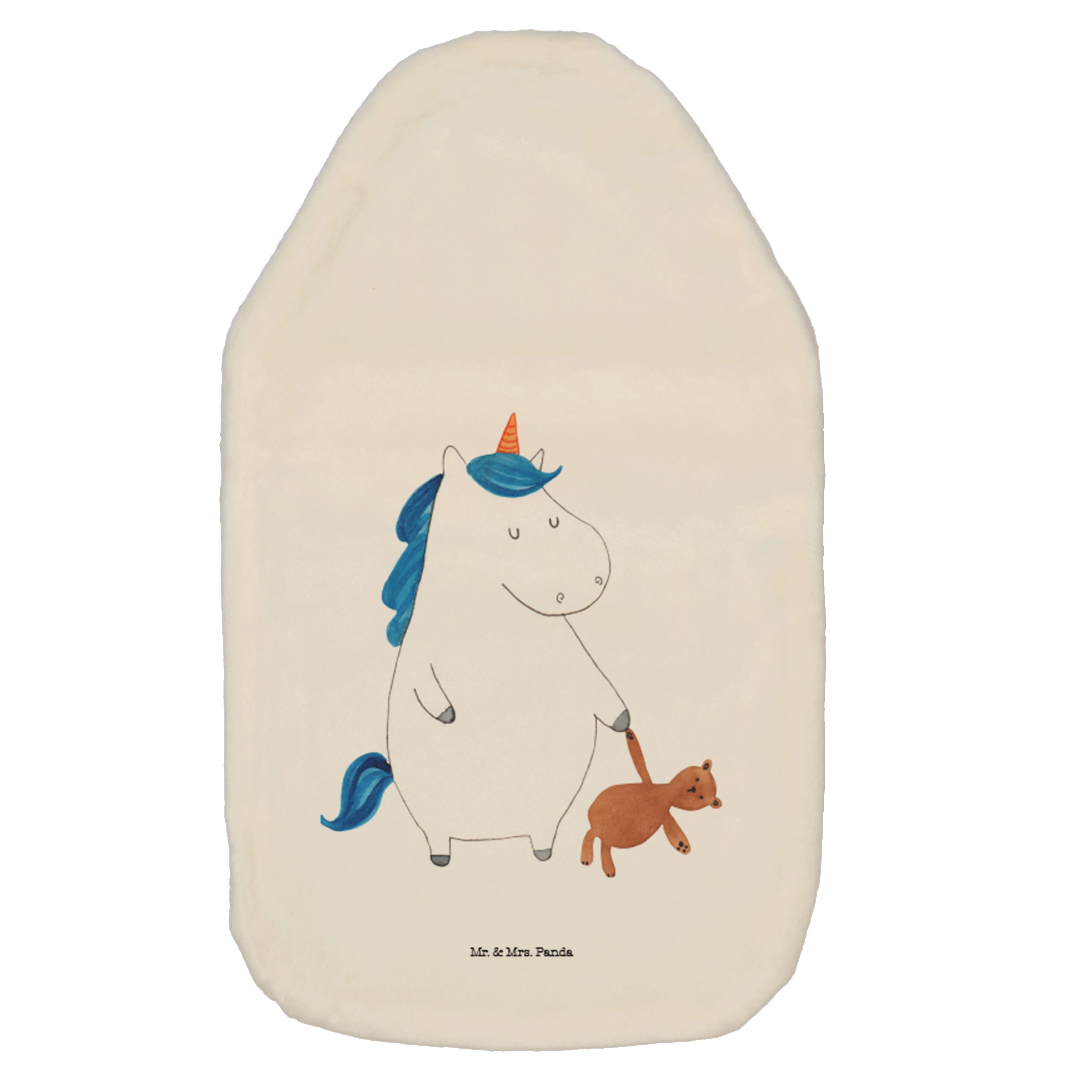 Mr. & Mrs. Panda Wärmflasche Einhorn Teddy - Weiß - Geschenk, Wärmflaschenbezug, Kinderwärmflasche, (1-tlg), Flauschiger Bezug