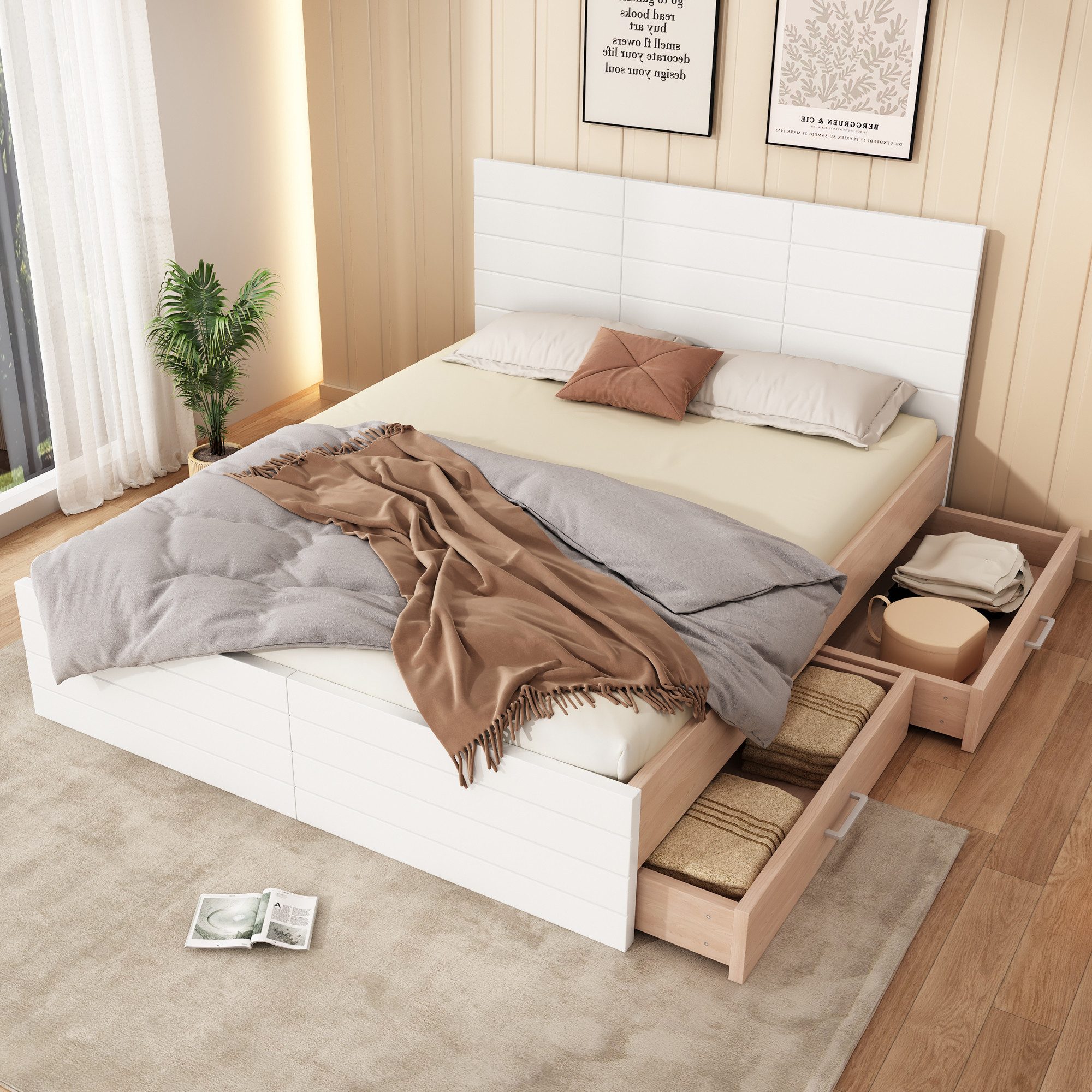 Flieks Massivholzbett, Doppelbett 140×200cm mit 2 günstig online kaufen