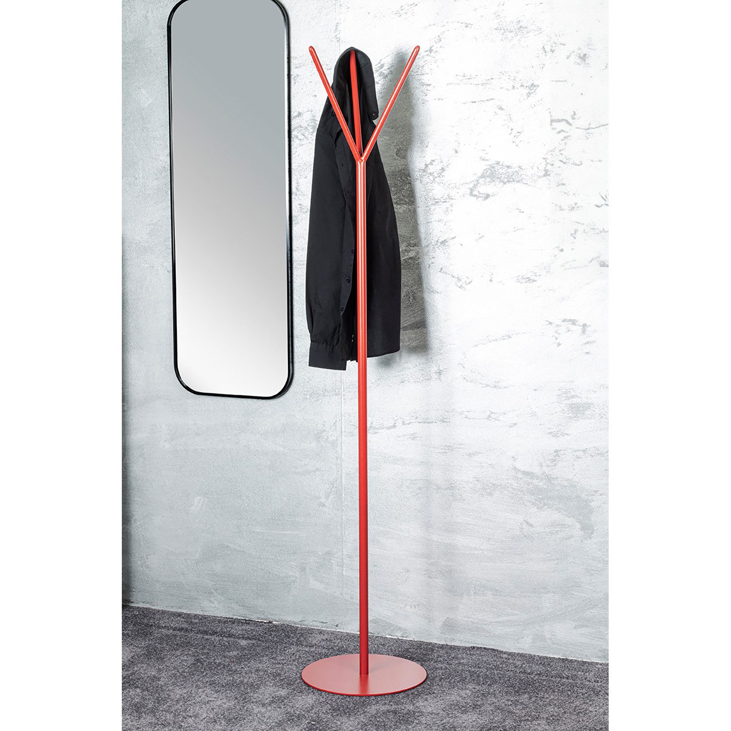 HAKU Garderobenständer SIMON Garderobe - rot - Metall - H. 173cm - Flurgarderobenständer, (1xGarderobenständer, Hakenständer - Aufhängeständer), Kleiderständer - Mantelständer - Jackenständer