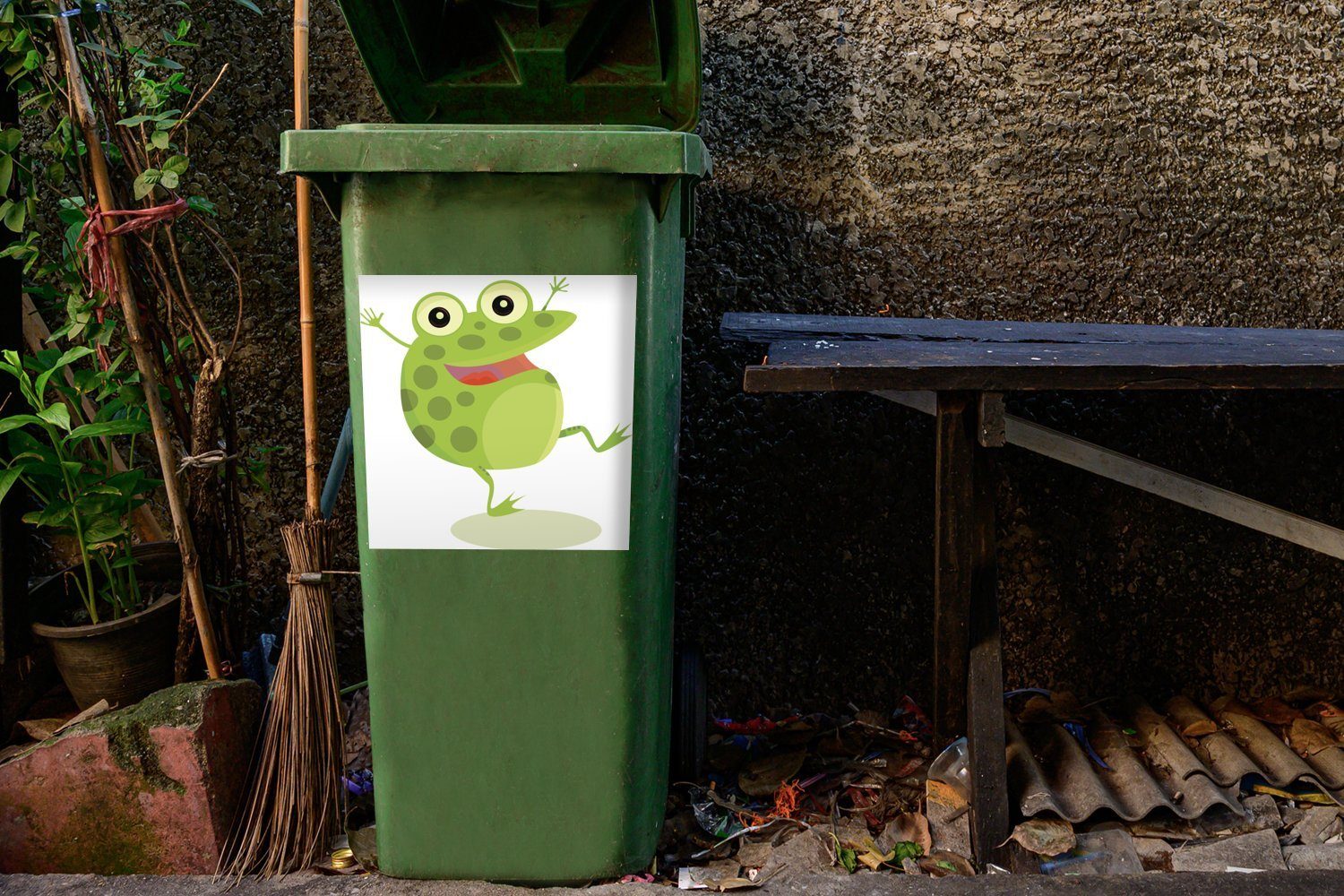 Kinder Container, Mülltonne, Abfalbehälter Frosch Sticker, Wandsticker MuchoWow Weiß (1 St), - Mülleimer-aufkleber, -