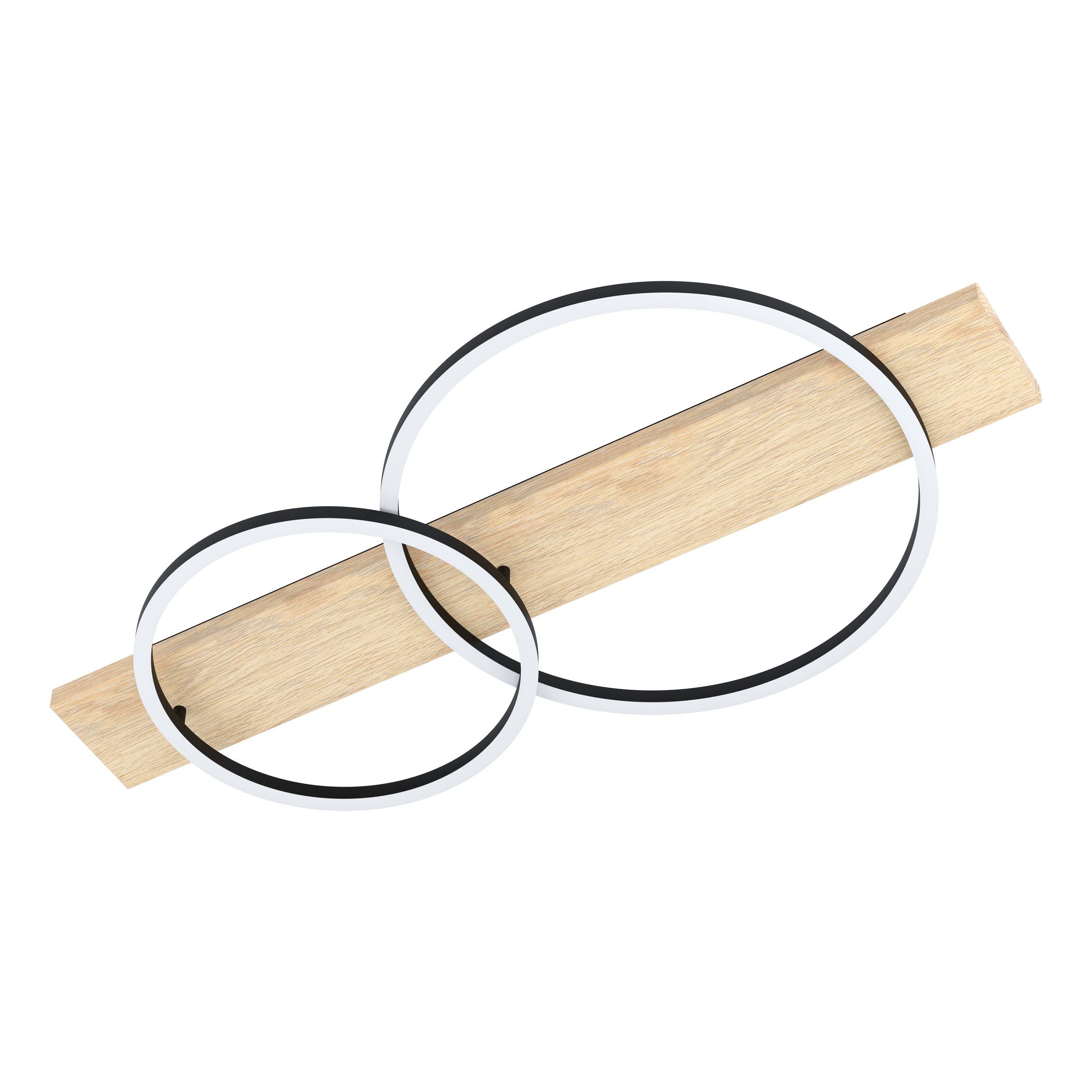 EGLO LED Deckenleuchte Boyal, Leuchtmittel inklusive, Wand-/Deckenleuchte - L78 x B40 x H9 cm - schwarz, braun