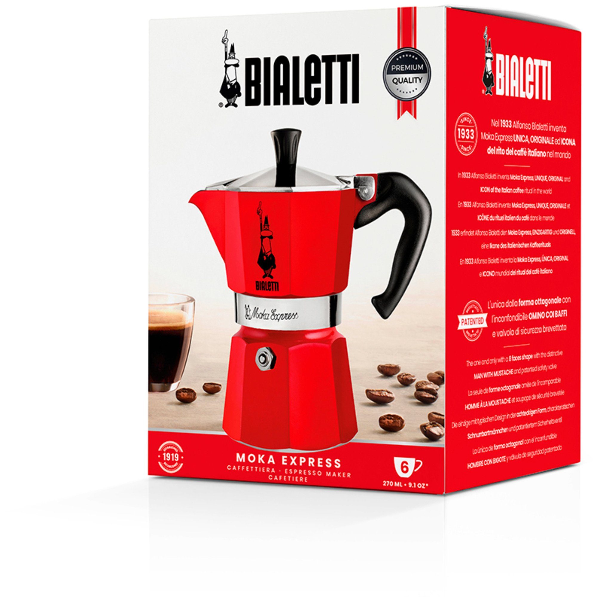 BIALETTI Espressomaschine, Express, (6 Bialetti Moka Kaffeebereiter
