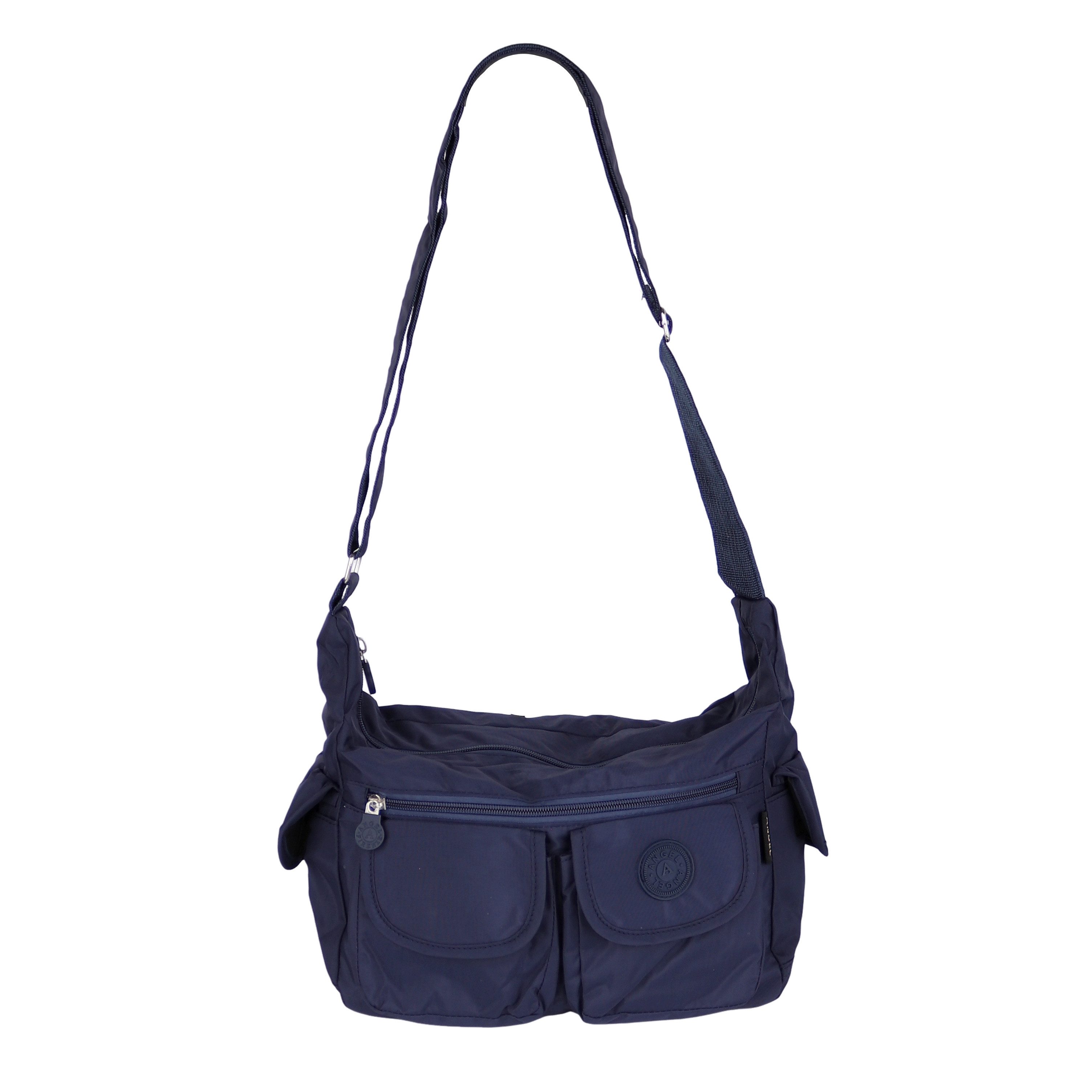 MIRROSI Umhängetasche Damen Stofftasche leicht – Schultertasche 32x21x11 cm, mittelgroß, mit vielen Fächern, verstellbarer Riemen