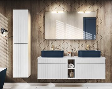 einfachgutemoebel Waschtisch-Set Badezimmer Waschplatz VITTAVLA 60cm, Einbaubecken weiß, matt-weiß, (Badmöbel Set, 1-St., Waschtisch Unterschrank)