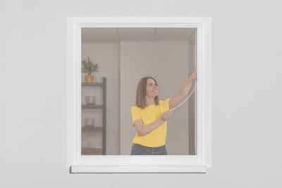 SCHELLENBERG Insektenschutz-Fensterrahmen Easy Click für Fenster, Fliegengitter Pollenschutz ohne bohren, 130 x 150 cm, anthrazit, 70472