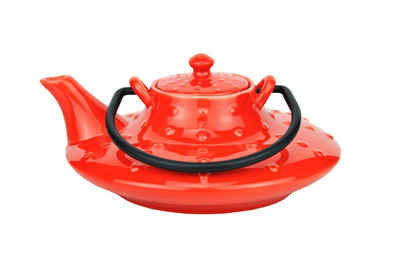 MamboCat Teekanne Japanische Teekanne Keramik Honshu mit Metallhenkel 0,7l rot