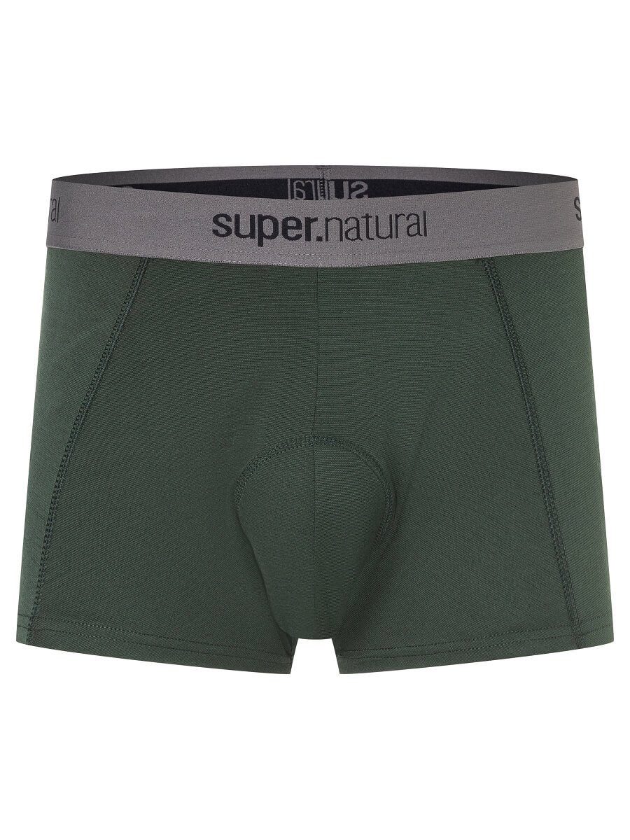 SUPER.NATURAL Boxershorts Bike Merino Unstoppable Padded (ergonomisches Sitzpolster) dunkelgrün