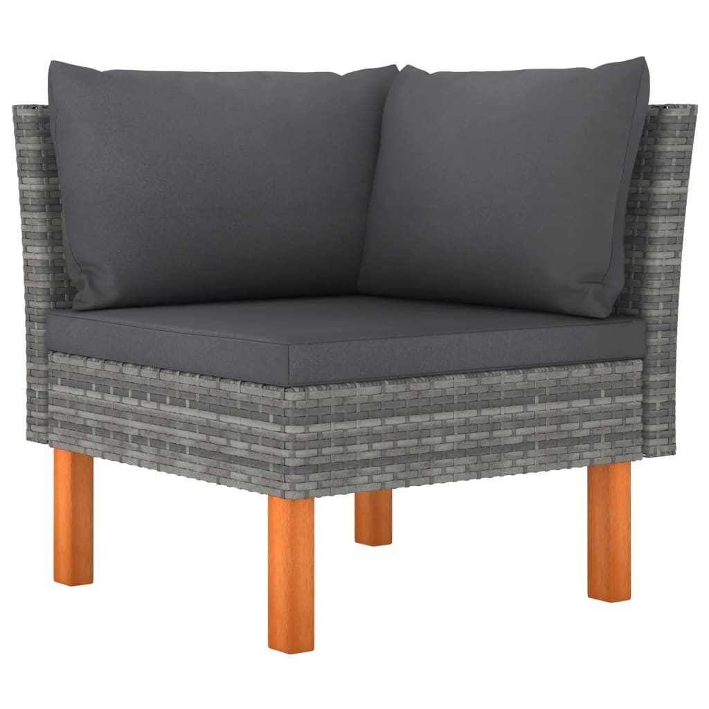 vidaXL Sofaelement Ecksofas 2 Stk. Poly Rattan und Eukalyptus Massivholz (1 St)
