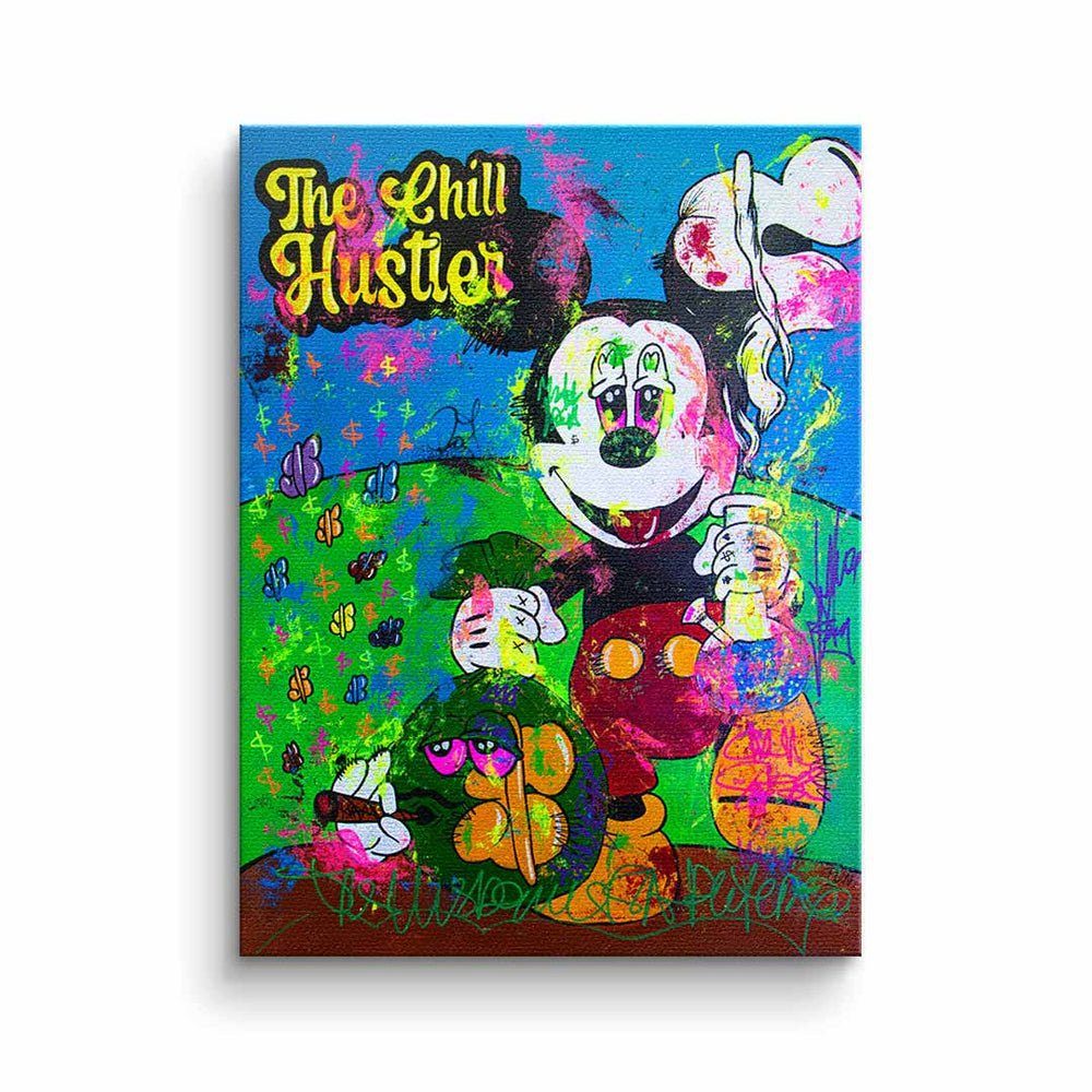 DOTCOMCANVAS® Leinwandbild, Leinwandbild The chill Hustler Mickey Mouse Micky Maus money hustle mi ohne Rahmen