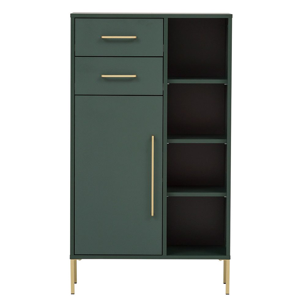 Lomadox Highboard KELLA-80, Flur Highboard Flurkommode grün, Füße goldfarben 67,1x117,4x33,1 cm