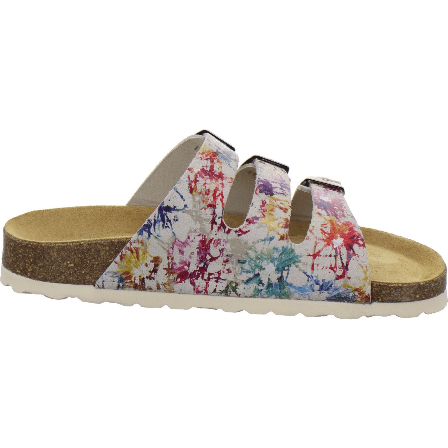 AFS-Schuhe 213399 Dreischnaller Pantolette für Damen mit Fußbett, bequeme Sandalen aus Leder