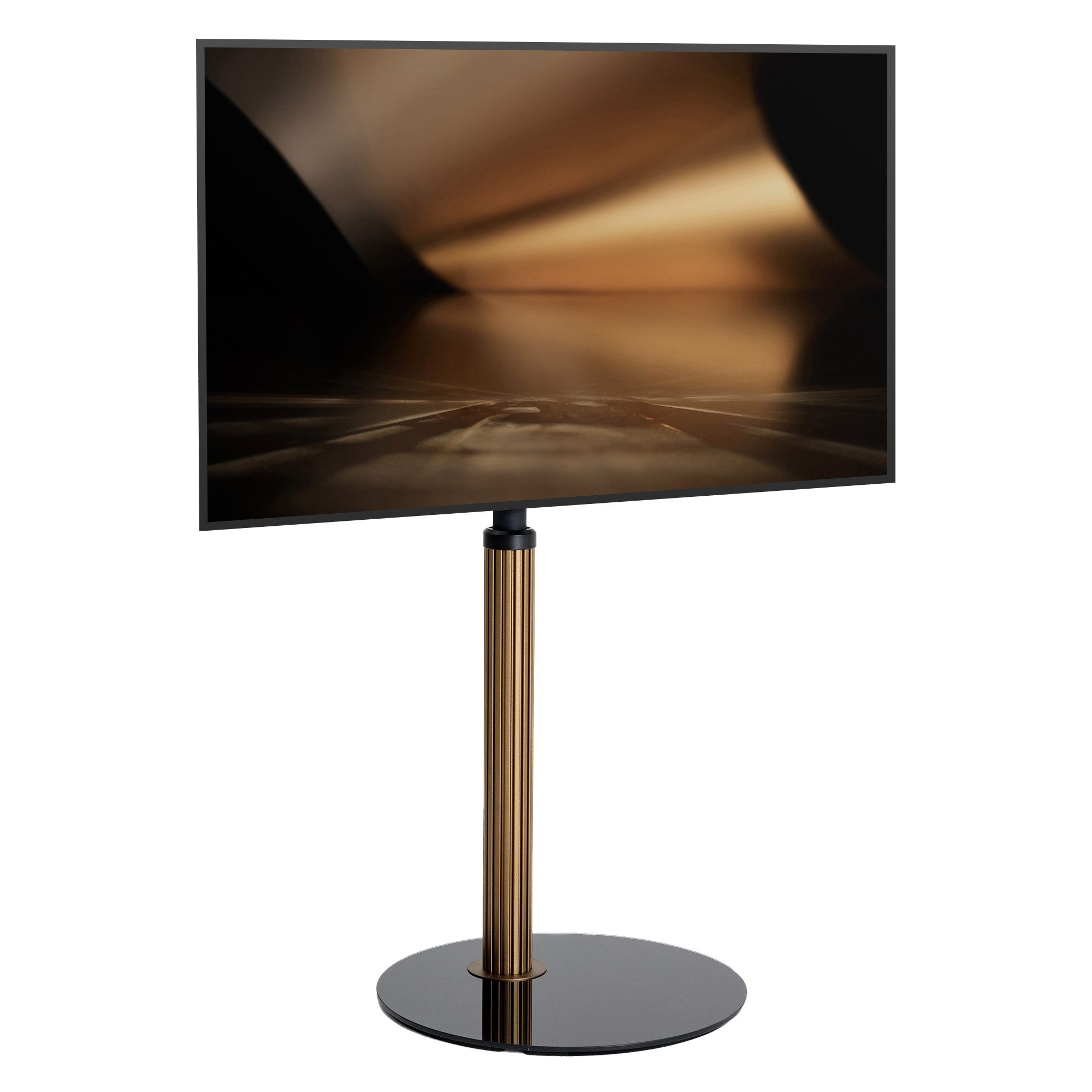 AOKCOS TV-Ständer, (bis 65 Zoll, mit Pfosten aus Aluminiumgitter & Glasbasis)