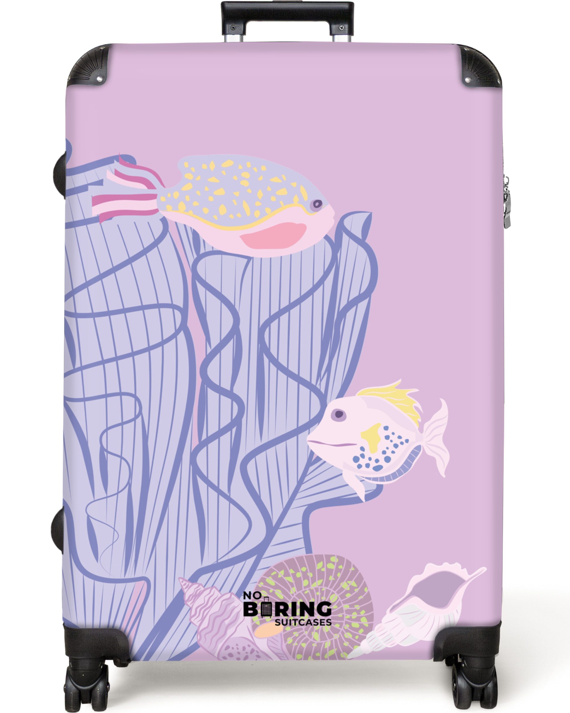 NoBoringSuitcases.com© Hartschalen-Trolley Rosa mit Fischen und günstig online kaufen
