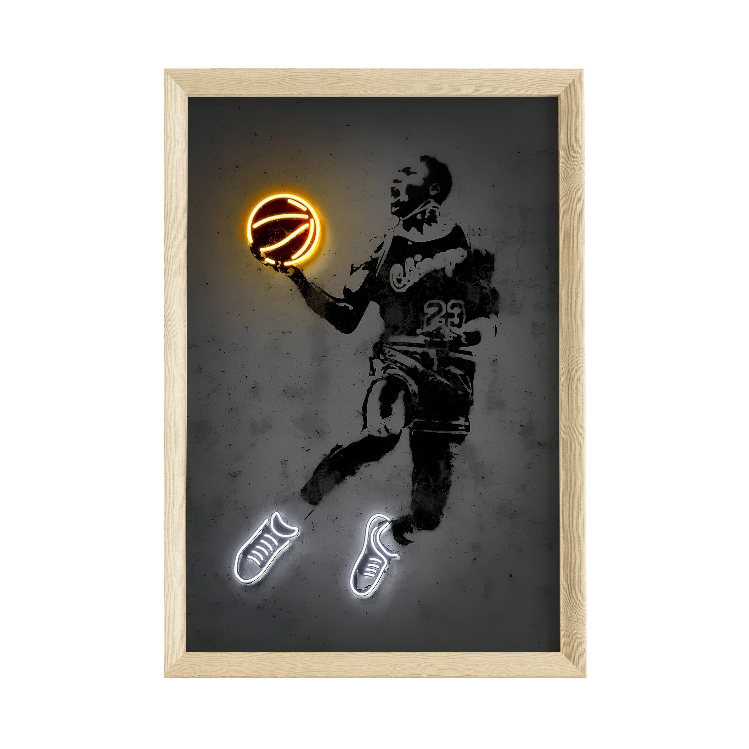JUSTGOODMOOD Poster Premium ® Basketball Poster · Neon Effekt · ohne Rahmen, Poster in verschiedenen Größen Verfügbar