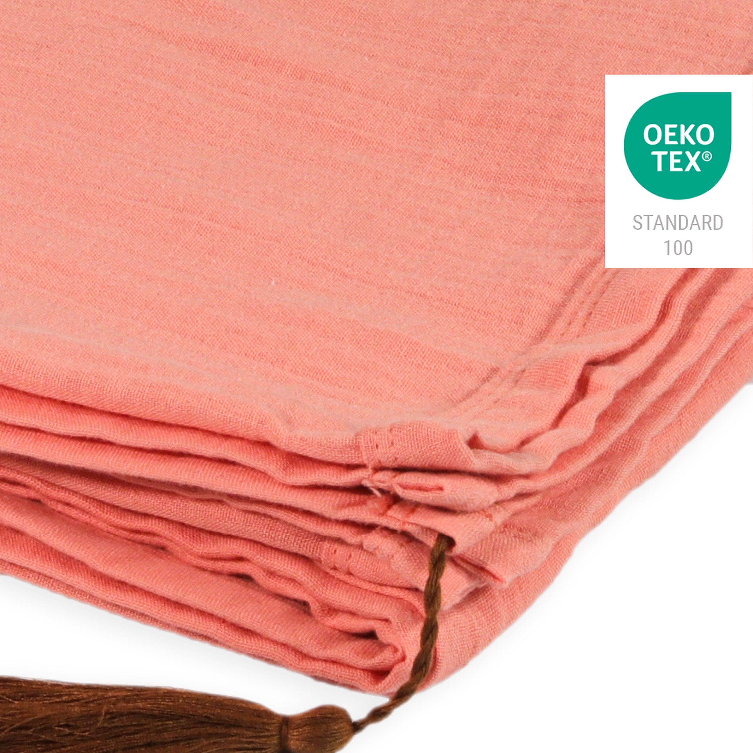 Babydecke Sanna Musselin - Koralle 120x120 cm Kinder Decke, Puckdaddy GmbH