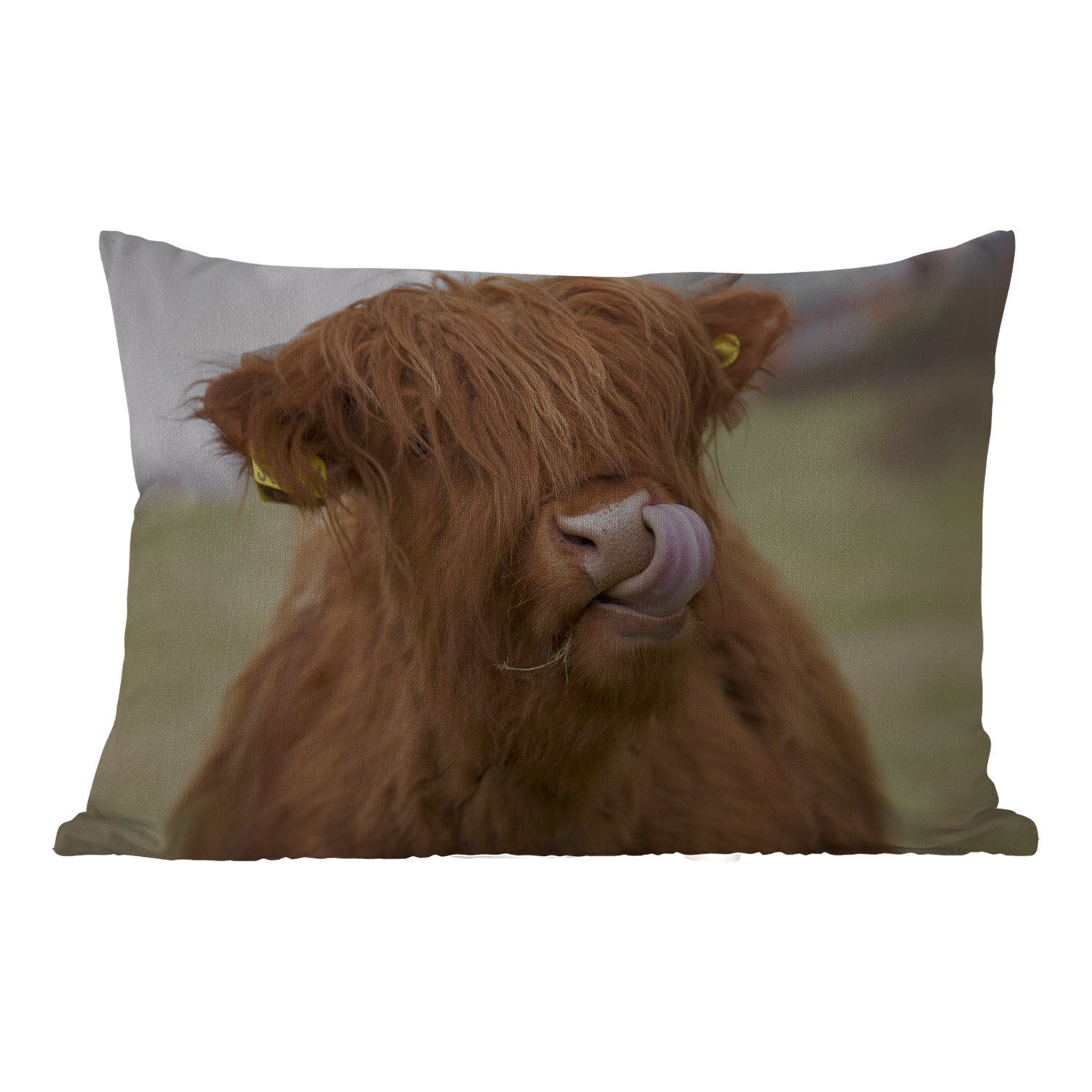 MuchoWow Dekokissen Schottischer Highlander - Braun - Tiere, Outdoor-Dekorationskissen, Polyester, Dekokissenbezug, Kissenhülle