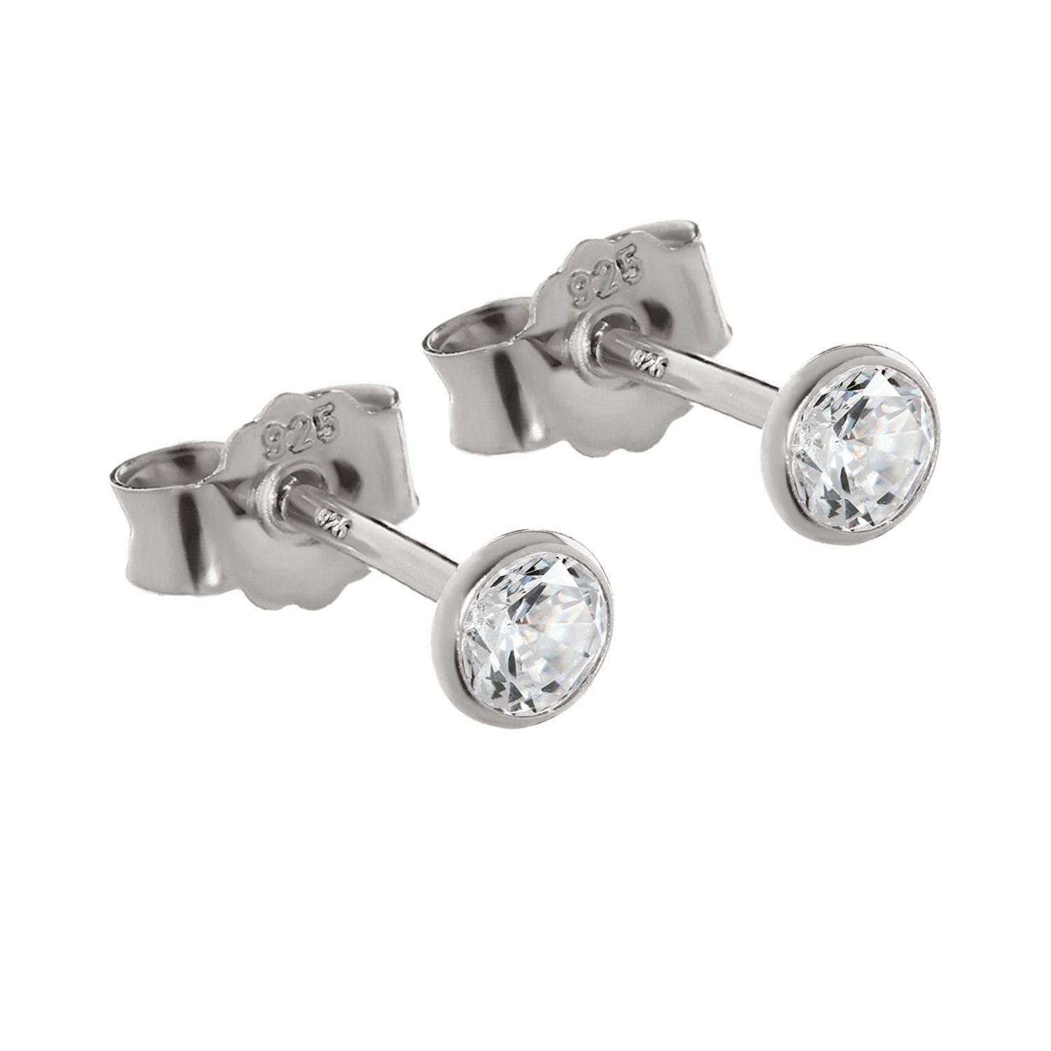 Paar Ohrstecker Paar 3,5mm Ohrstecker 925 Sterlingsilber Silber An