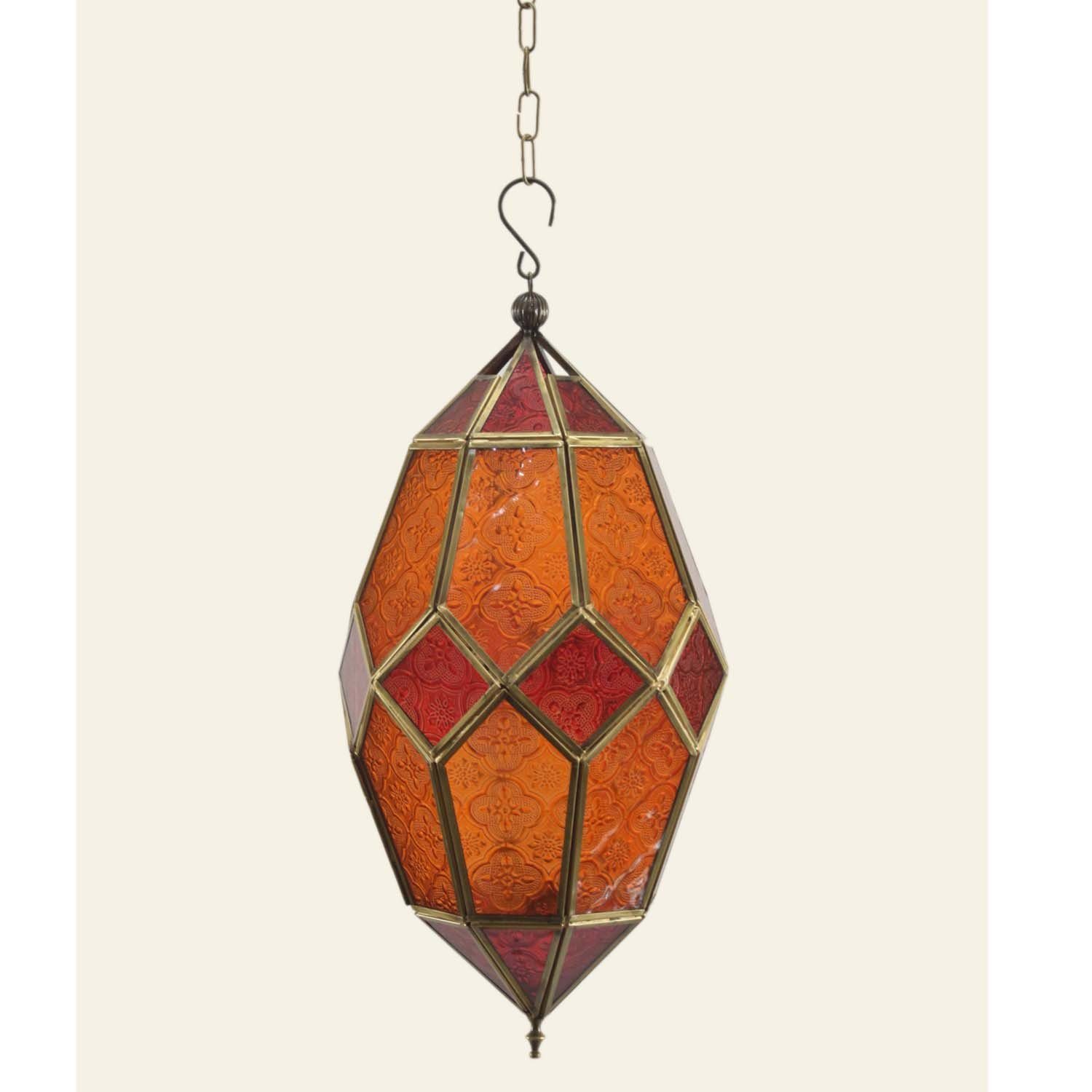 Casa Moro Hängewindlicht Orientalische Hängelaterne mit Kette aus Glas & Metall (Hängewindlicht Laterne für Teelicht & Kerzen, Hängeleuchte, Kerzenhalter, Teelichthalter mit Kette), Ostern Muttertag Geschenk Wohn Deko IR-60572