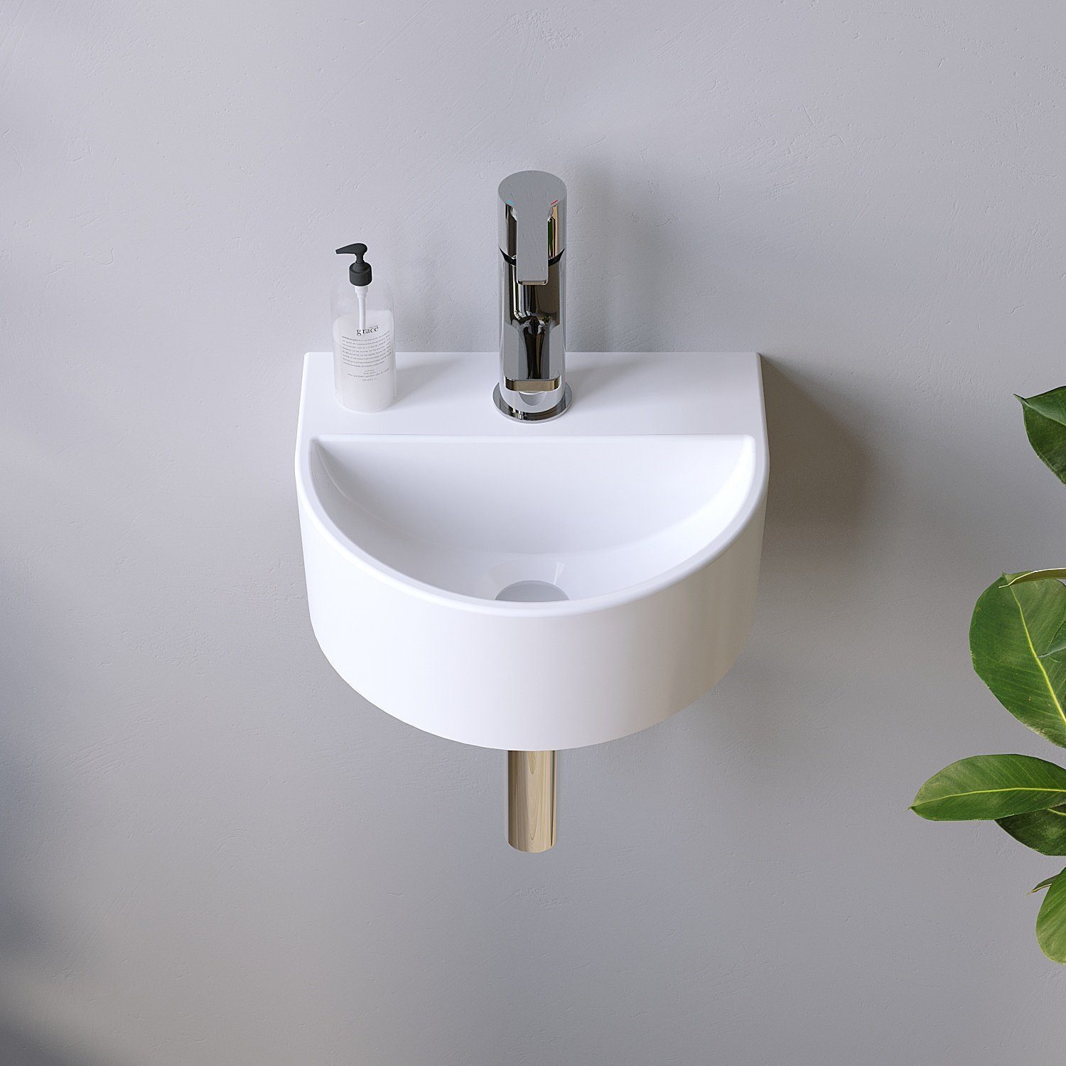 AQUALAVOS Waschbecken Waschbecken Keramik Aufsatzwaschbecken für das Badezimmer und Gäste-WC, Weiß I Modernes Design I Einfache Installation, Einfach zu säubern