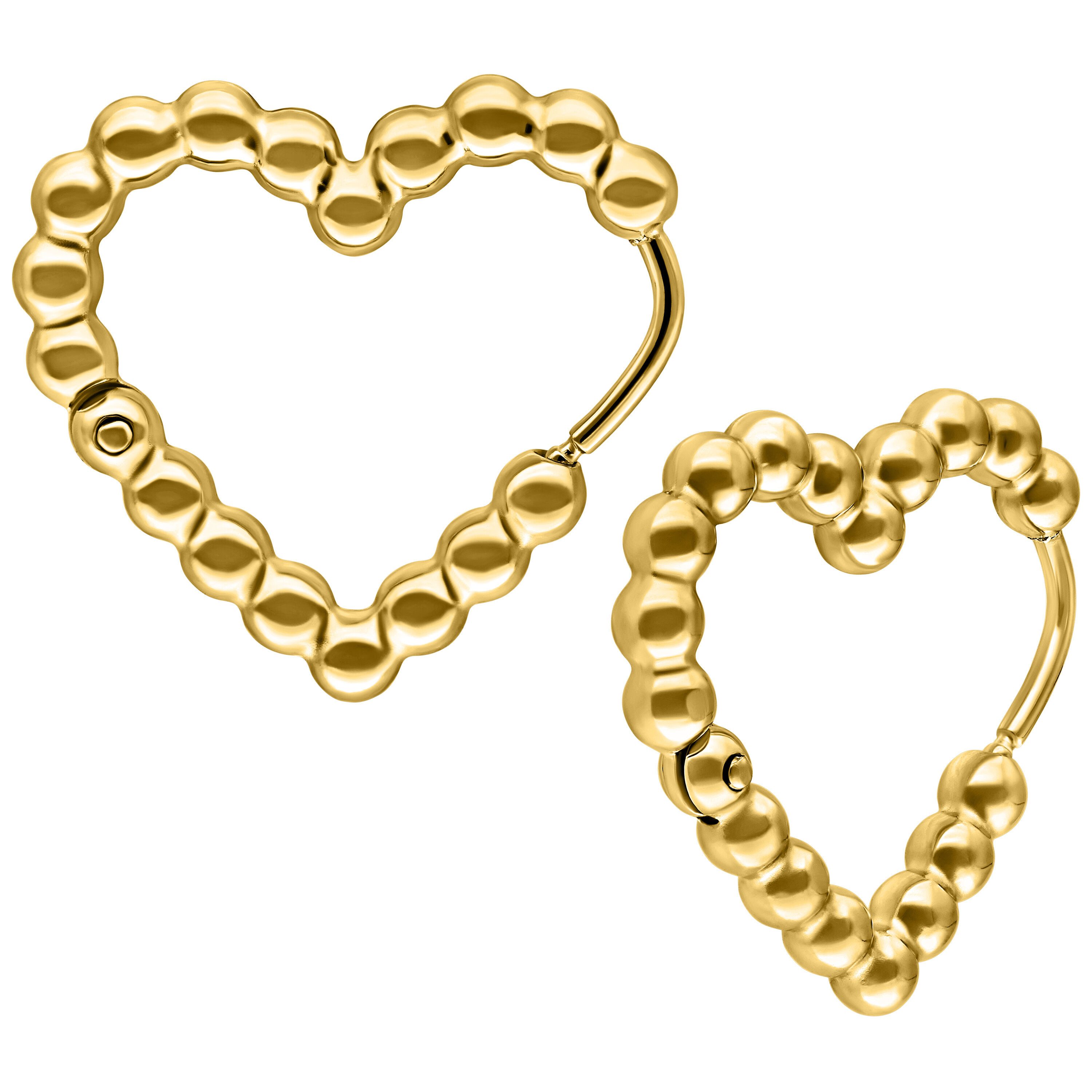 Paar Ohrhänger Heart Bubble Hoops - Metal doré