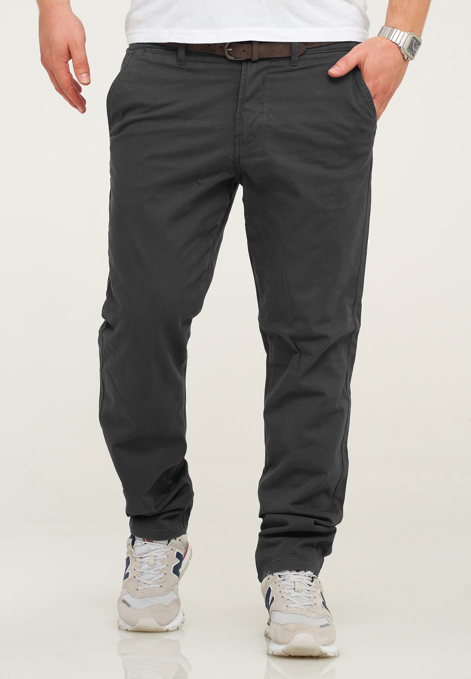 Jack & Jones Chinohose JJCS mit Casual Dark Jeans-Hose Stretch Gürtel Grey Freizeithose