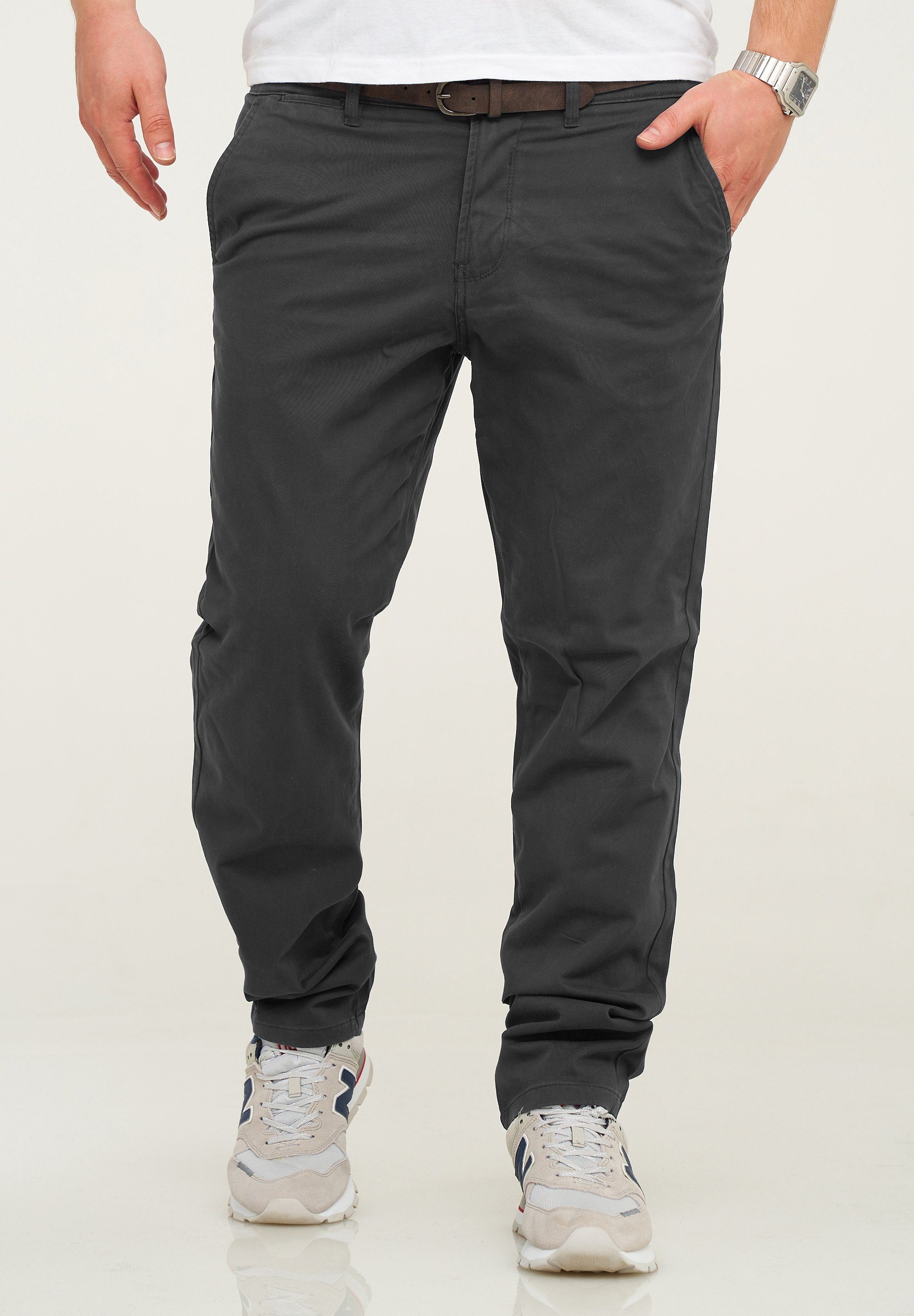 Jack & Jones Chinohose Freizeithose JJCS Casual Gürtel Dark Stretch mit Jeans-Hose Grey