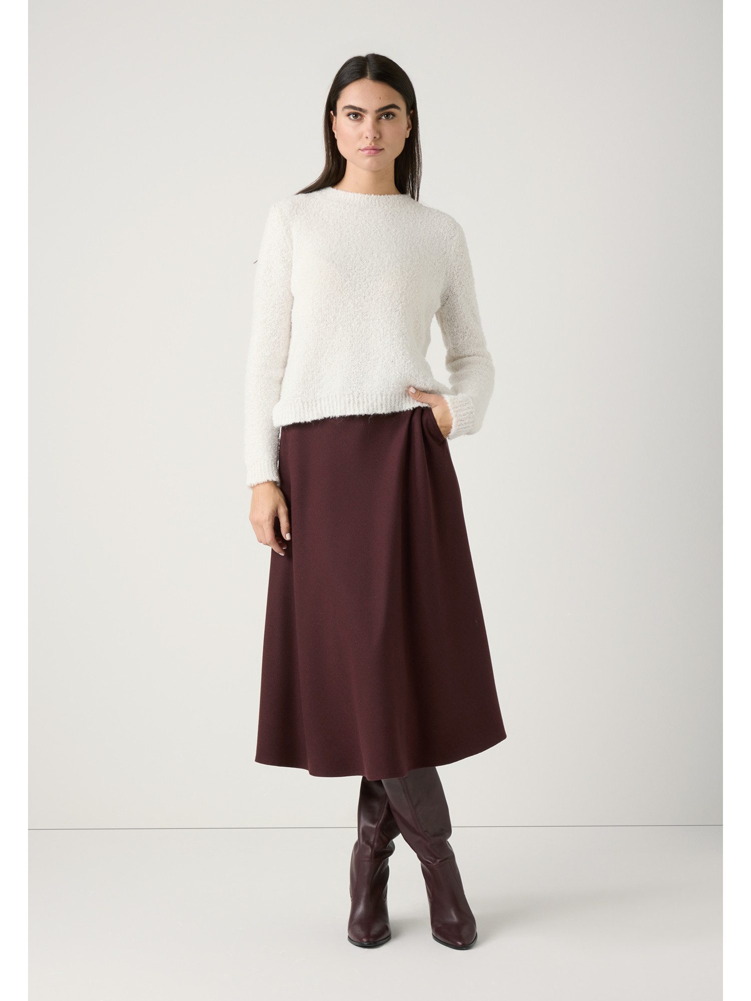 MORE&MORE Rundhalspullover Rundhalspullover mit Bouclé-Struktur günstig online kaufen