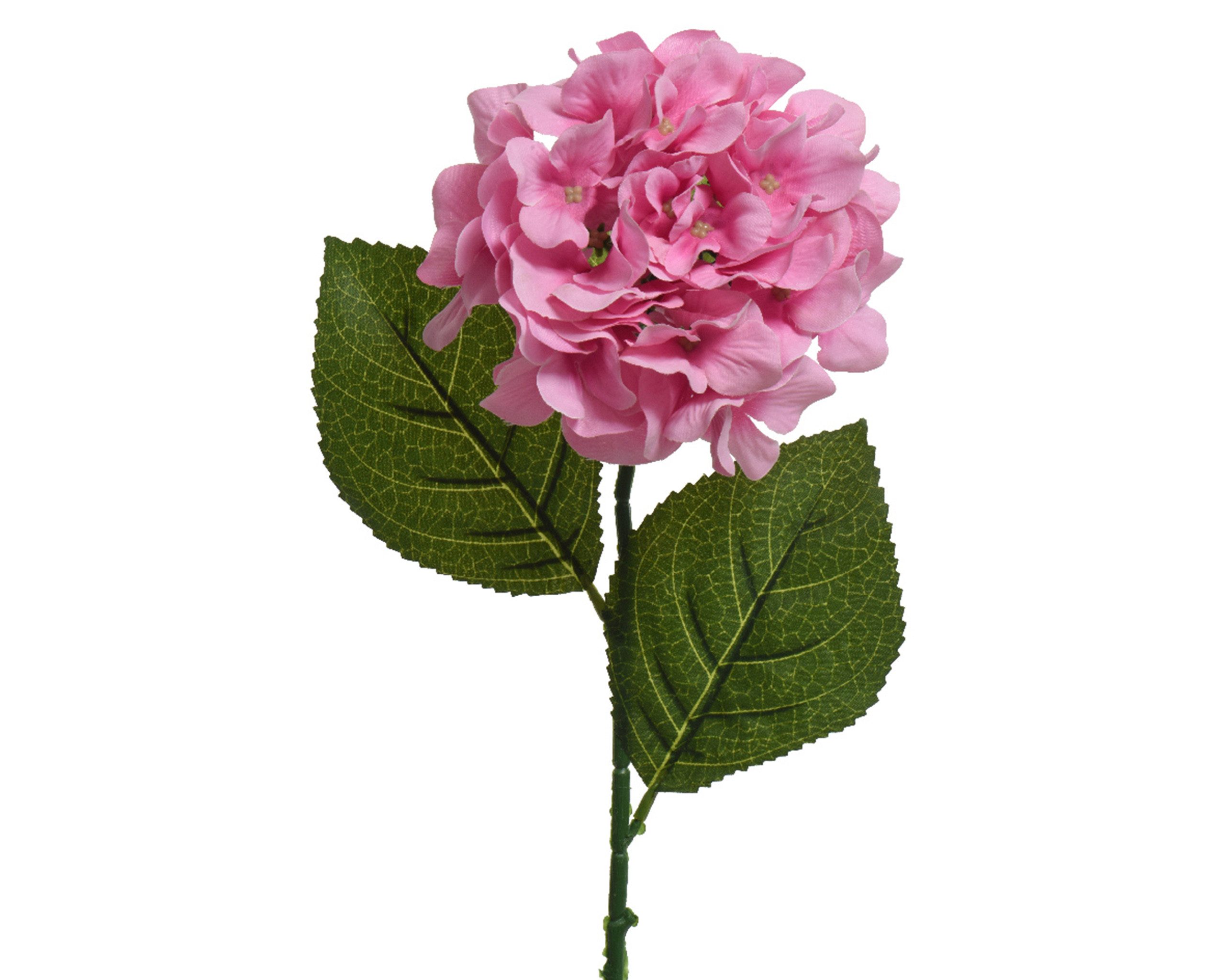 Kunstblume, Decoris season decorations, Kunstblumen Hortensie mit Stiel 66cm Rosa