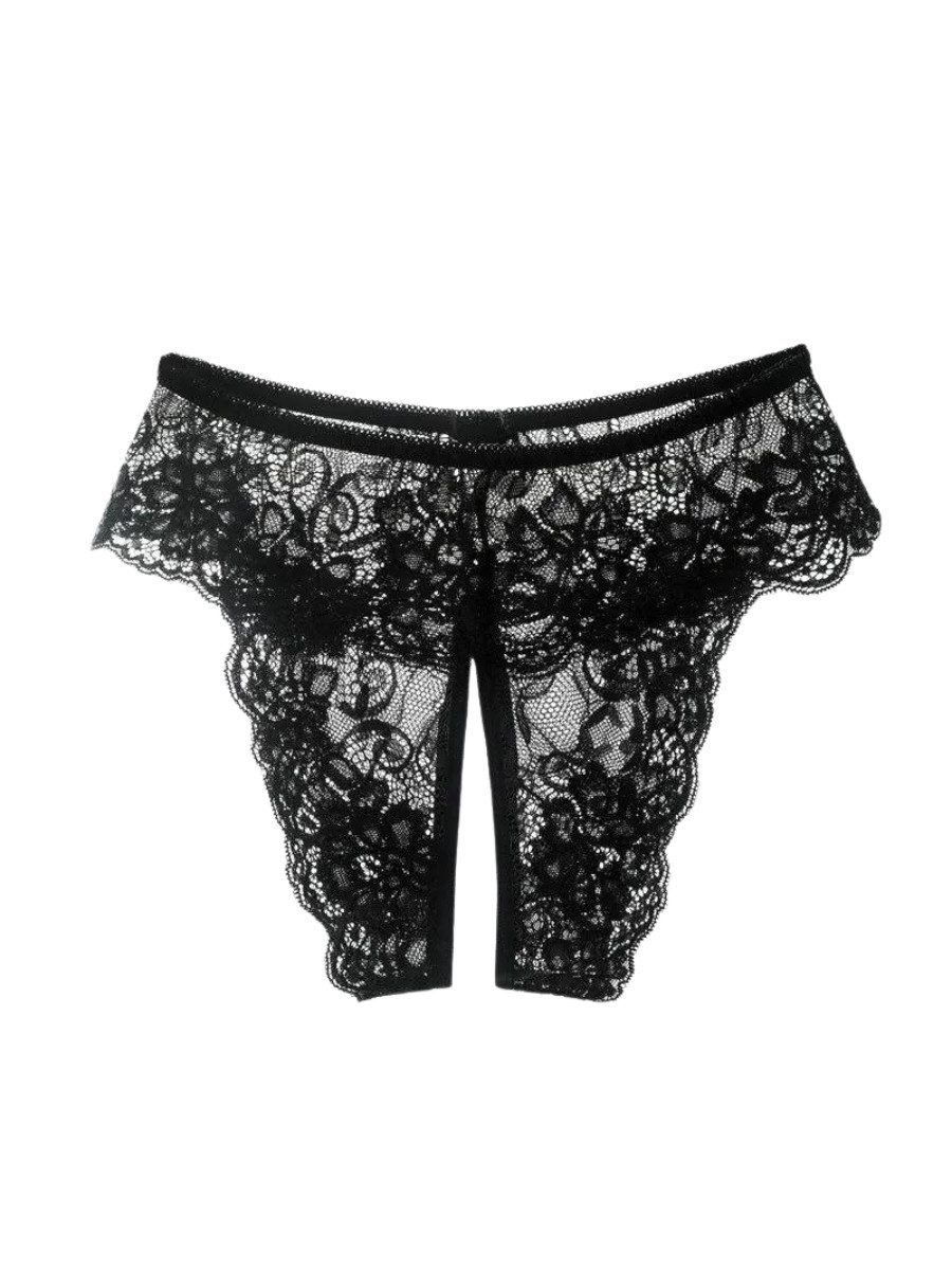 Elegant Love Slip-Ouvert Damenslip Höschen mit offenem Schritt, Spitze-Tanga, Sexy Unterwäsche Dessous in Spitzenoptik, Lingerie für Damen