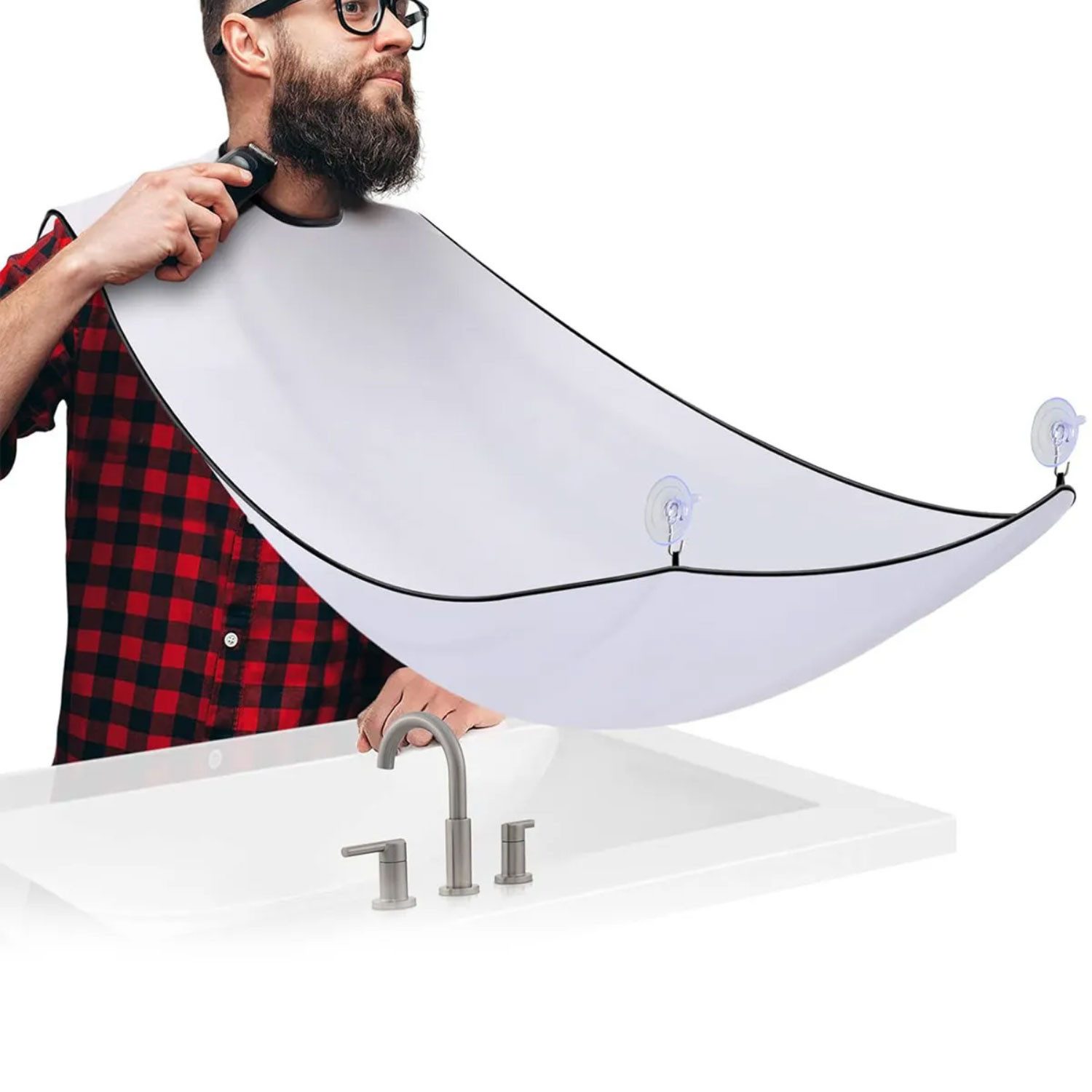 Jungengel Umhängeschürze Bartschürze Herren Rasierumhang mit Saugnäpfen, Haarschneide Cape, Bartfänger, Hygienisch, Wiederverwendbar, Waschbar