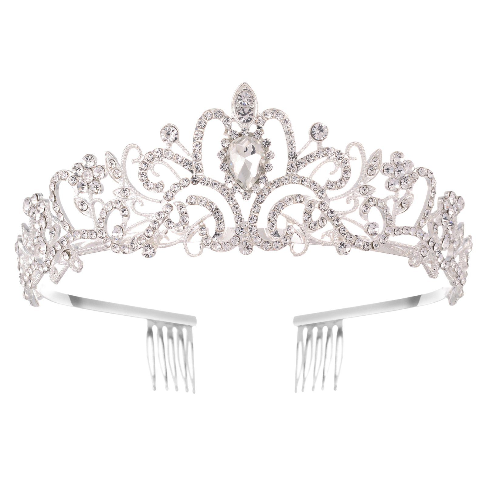 Blusmart Haarband Leichte, Luxuriöse Strass-Kronen-Tiaras Haarschmuck, Hochzeit, silver Haarband Für