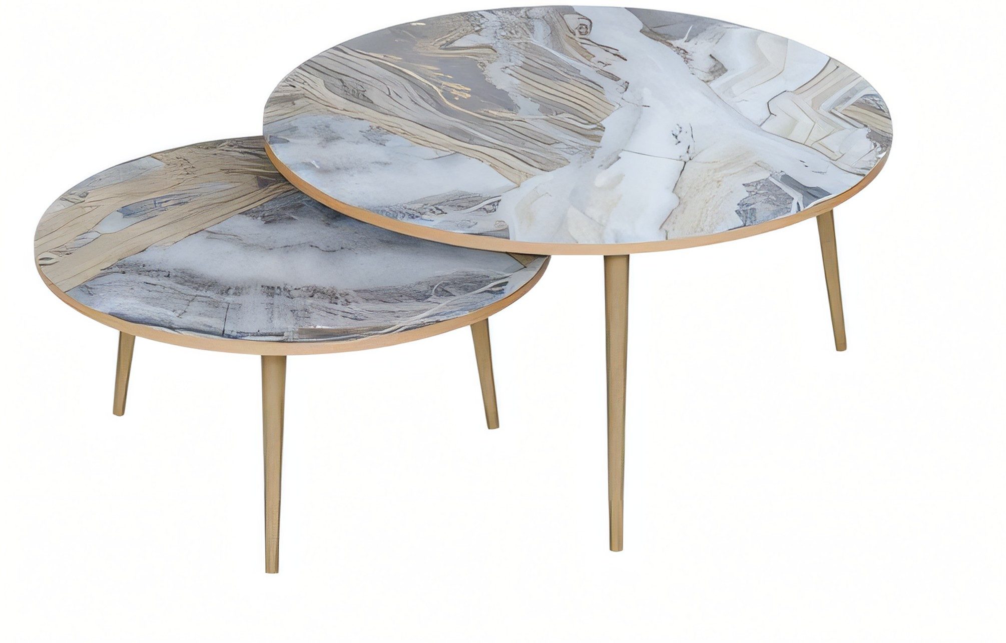 Xlmoebel Satztisch Beistelltische aus Holz in modernem Design, mehrfarbig (Beistelltisch-Set, 2-St., 2-teilig), Made in Europa