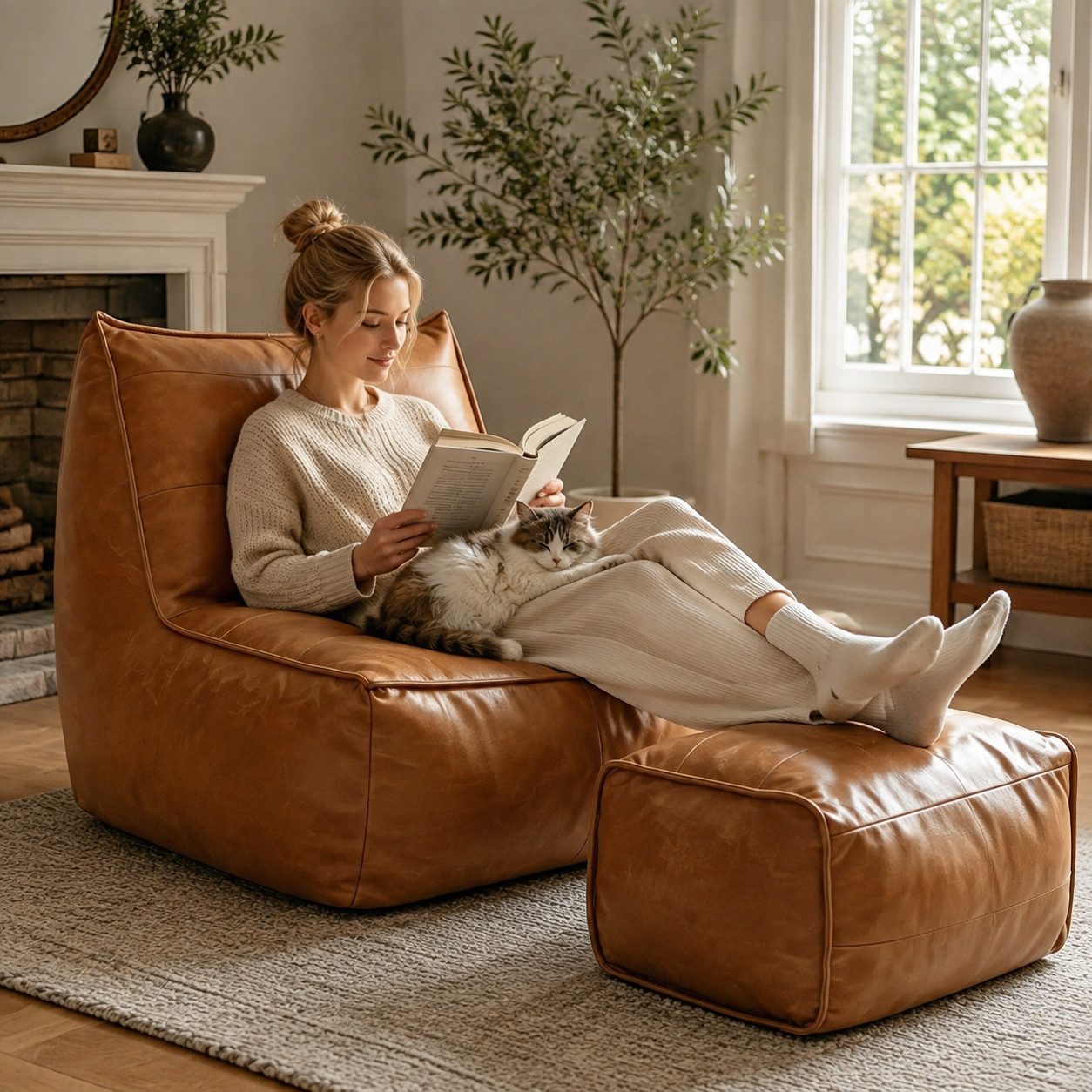 VUZINIC Sessel Lederimitat-Sessel mit bequemer Rückenlehne, hochdichter Schaumfüllung (2-St), für Wohn- & Schlafzimmer, braun