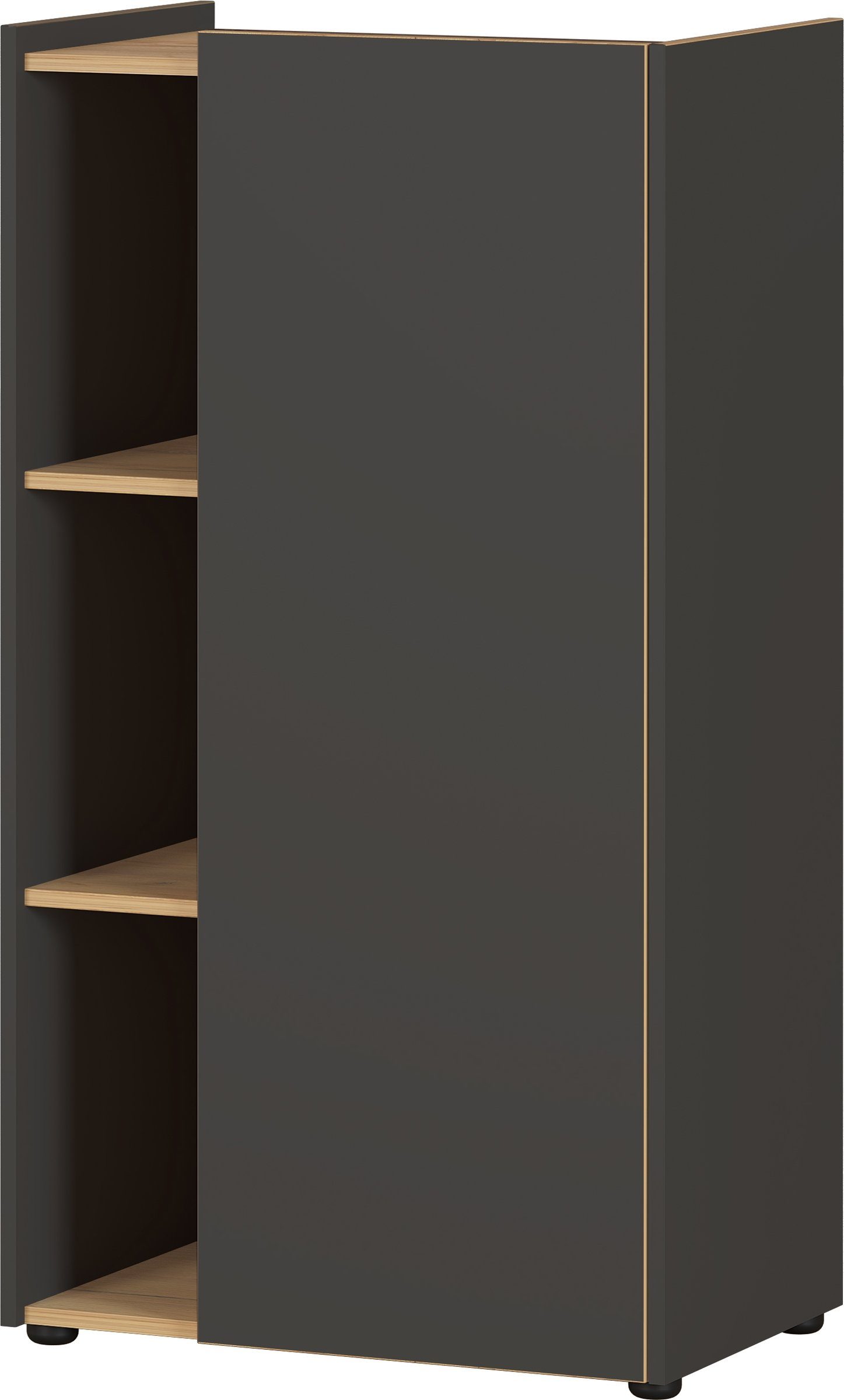 möbelando Bücherregal 393, BxHxT: 62x115x42 cm, in grau mit einer Tür und 2 Einlegeböden
