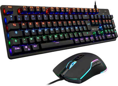 THE G-LAB Carbon RGB Gaming Mechanische Tastatur- und Maus-Set, mit LED-Hintergrundbeleuchtung, Blaue Schalter, Deutsch QWERTZ