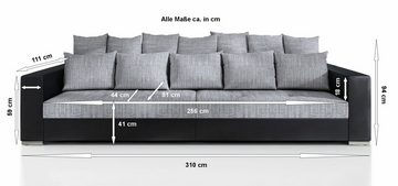 Küchen-Preisbombe Sofa Modernes Big Sofa Wohnlandschaft Couch Jumbo XXL 2 - Schwarz Hellgrau, Sofa