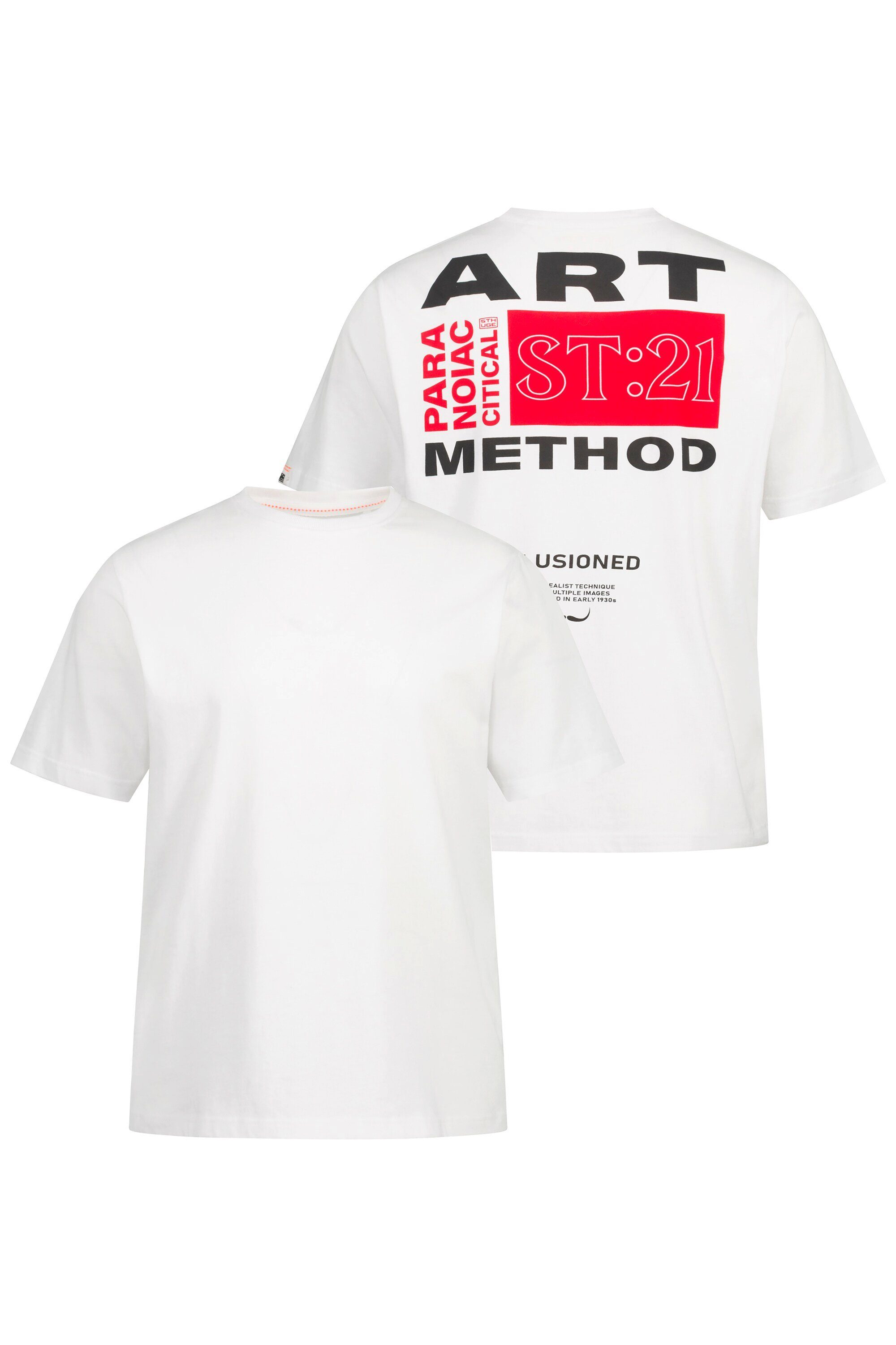 STHUGE T-Shirt Rücken Rundhals STHUGE T-Shirt Halbarm Print