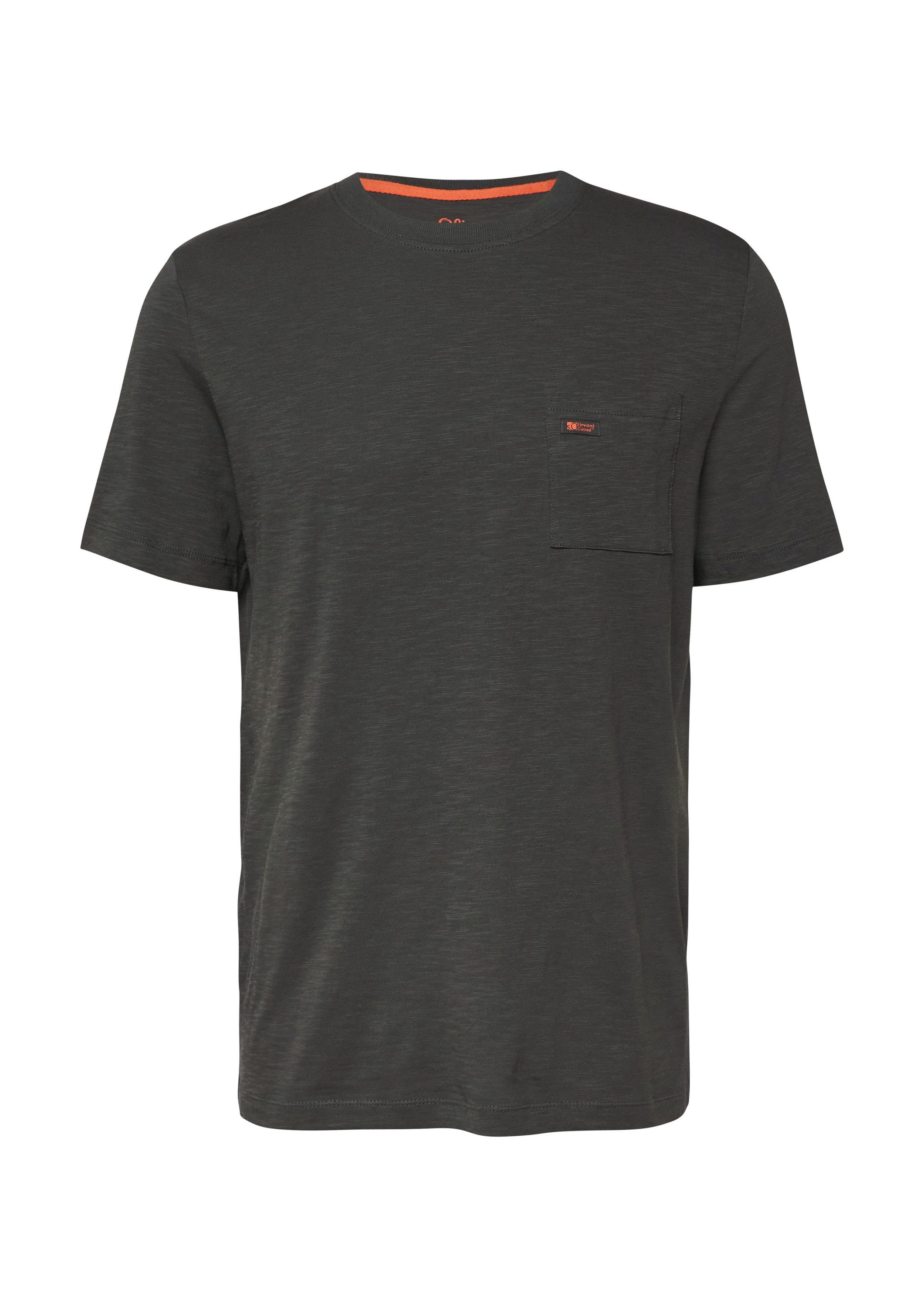 s.Oliver Kurzarmshirt T-Shirt T-Shirt in Flammgarnstruktur mit Brusttasche