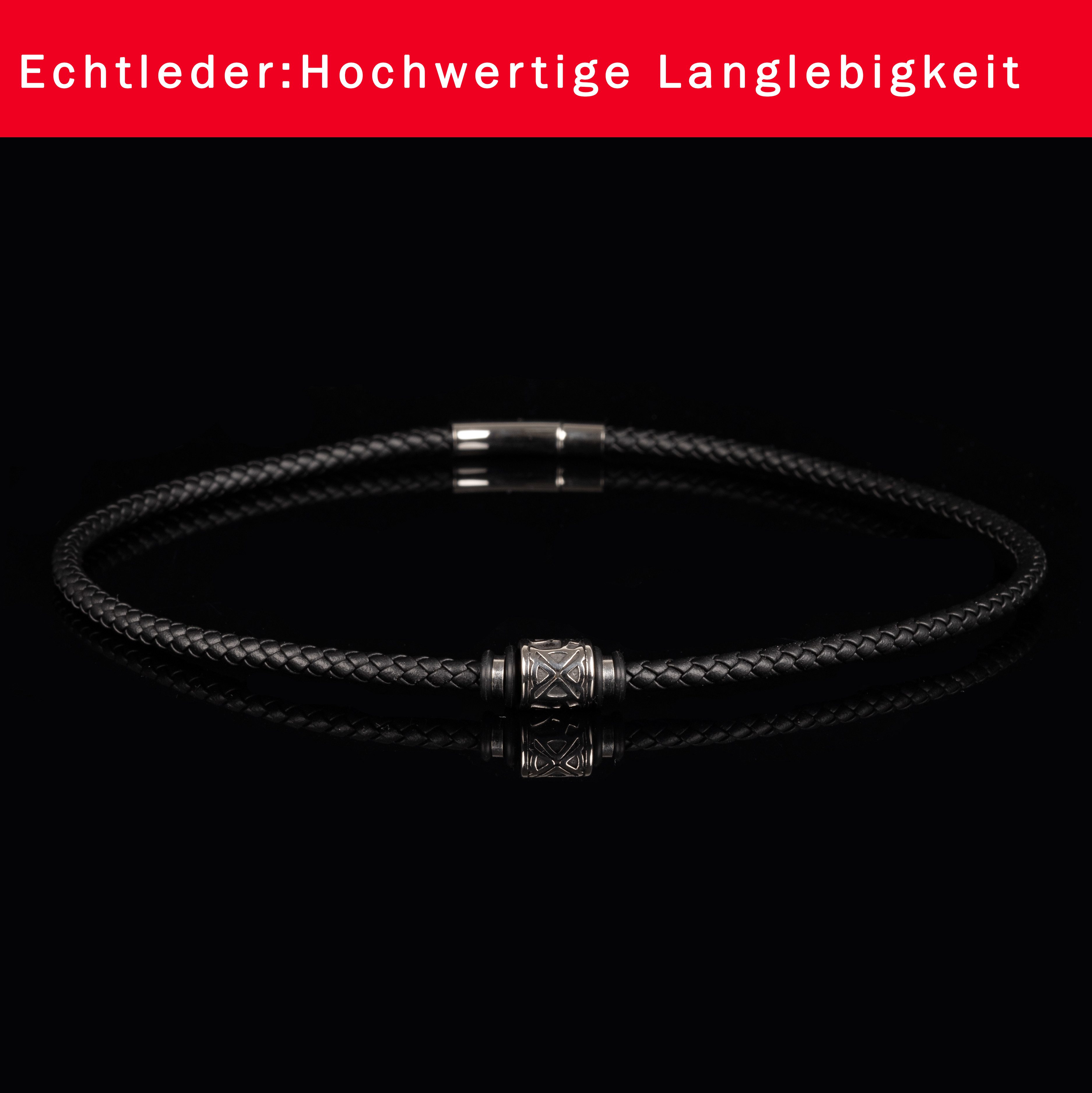 David Galvani Kette mit Anhänger Hochwertige Lederkette für Herren in Schwa günstig online kaufen